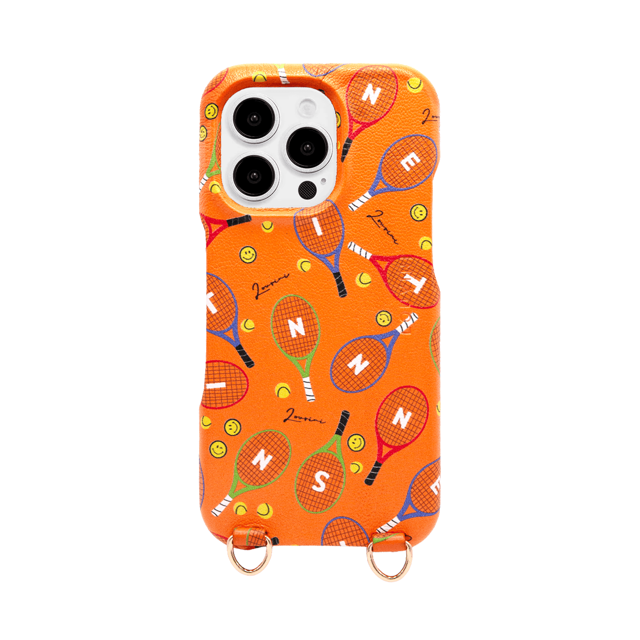 iPhone MagSafe Leather Case with Rings MAX Tennis - Orange