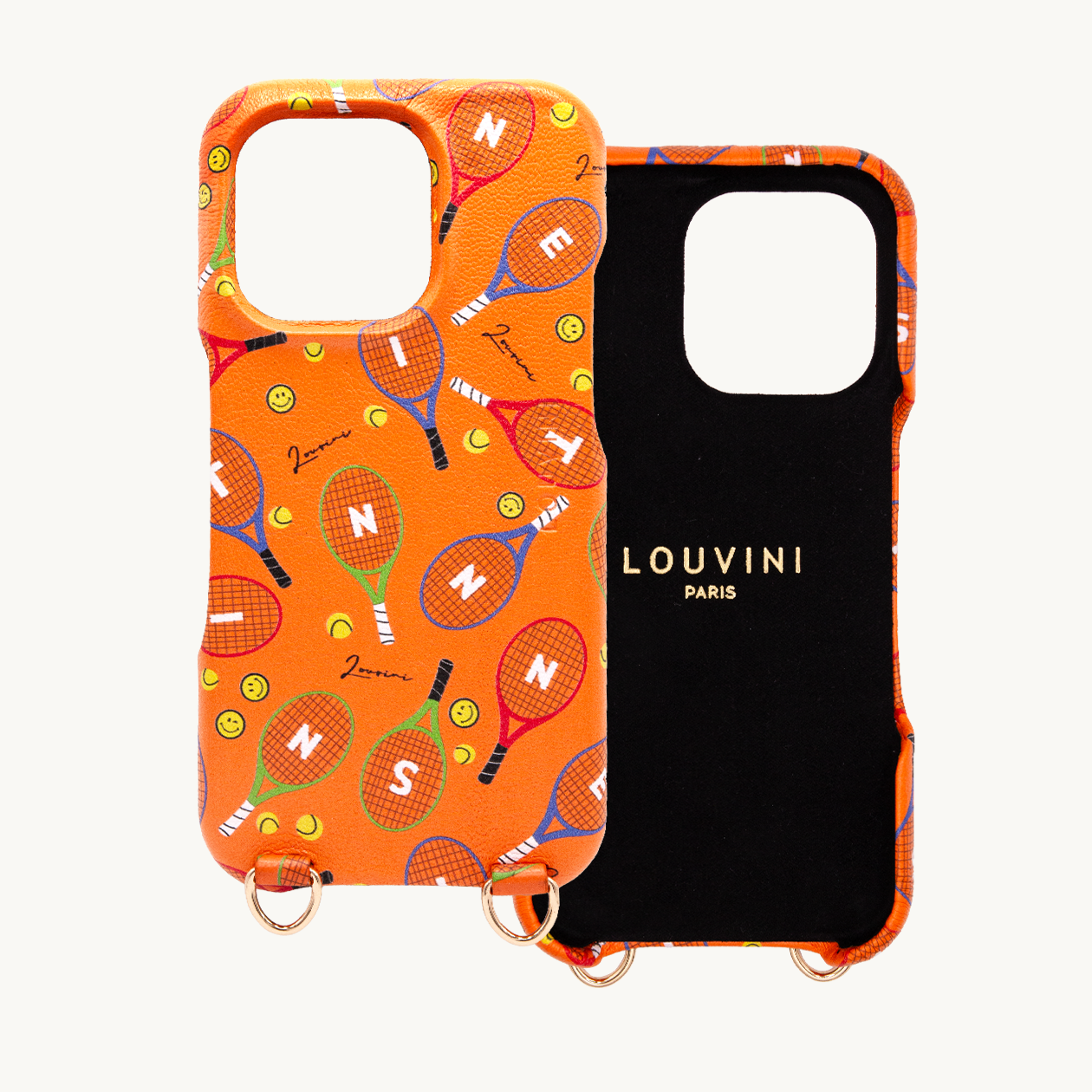 Coque de téléphone iPhone en cuir avec MagSafe et anneaux , édition limitée - tennis