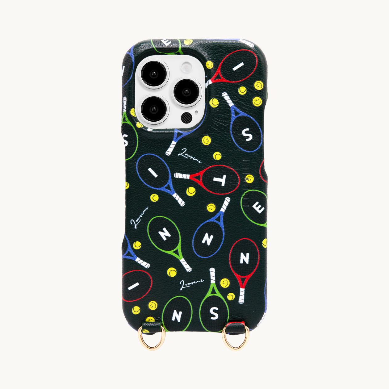 Coque de téléphone iPhone en cuir avec MagSafe et anneaux, édition limitée - tennis