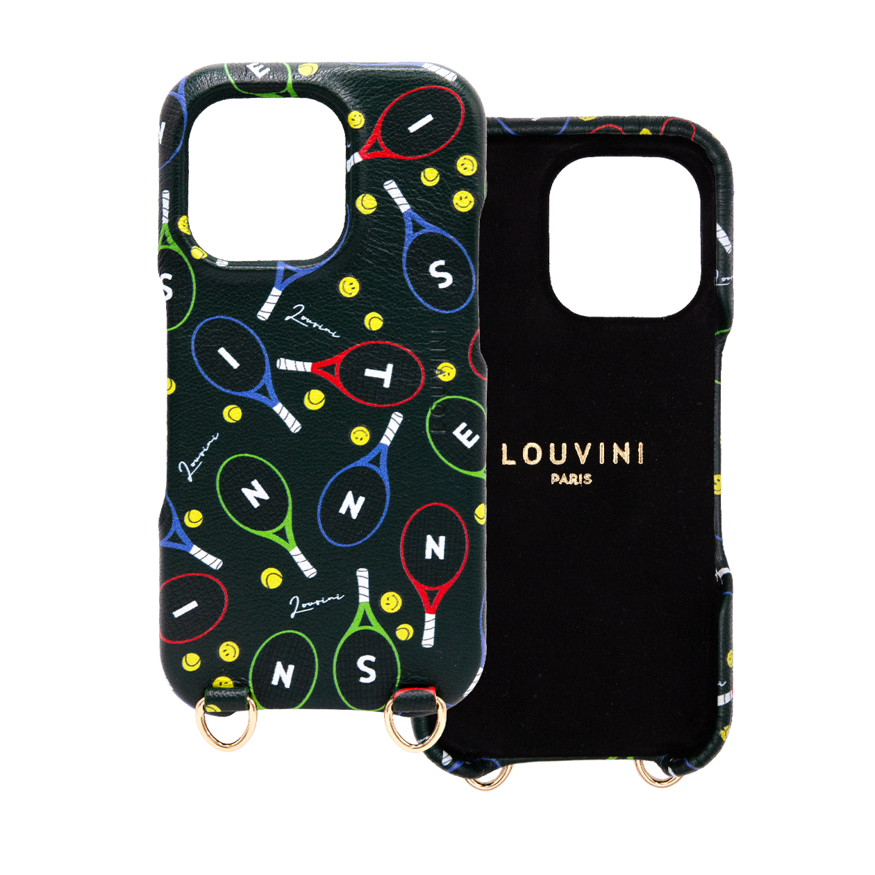 Coque de téléphone iPhone en cuir avec MagSafe et anneaux, édition limitée - tennis