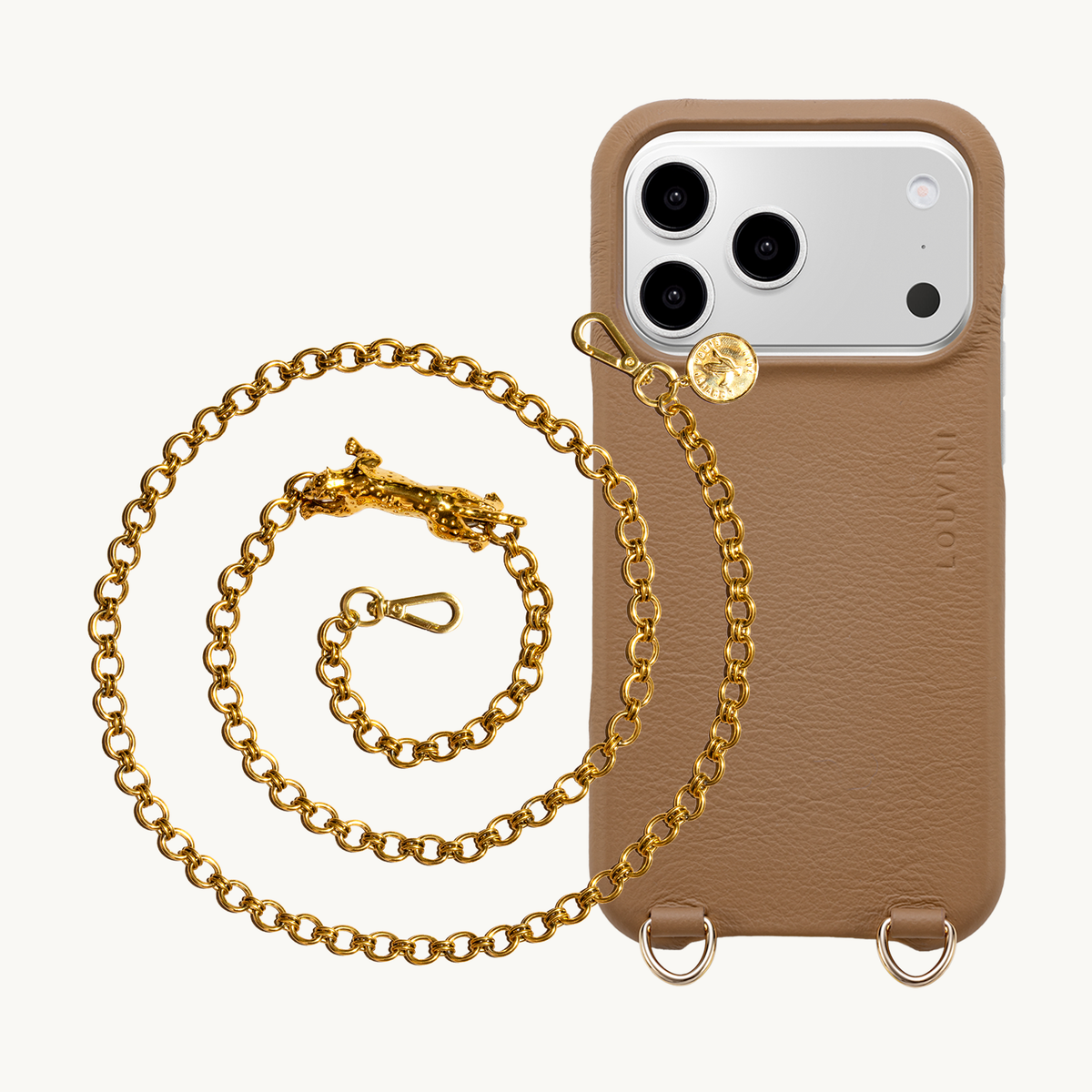 MAX MagSafe iPhone Case Camel & Chain DALIA Leopard Gold