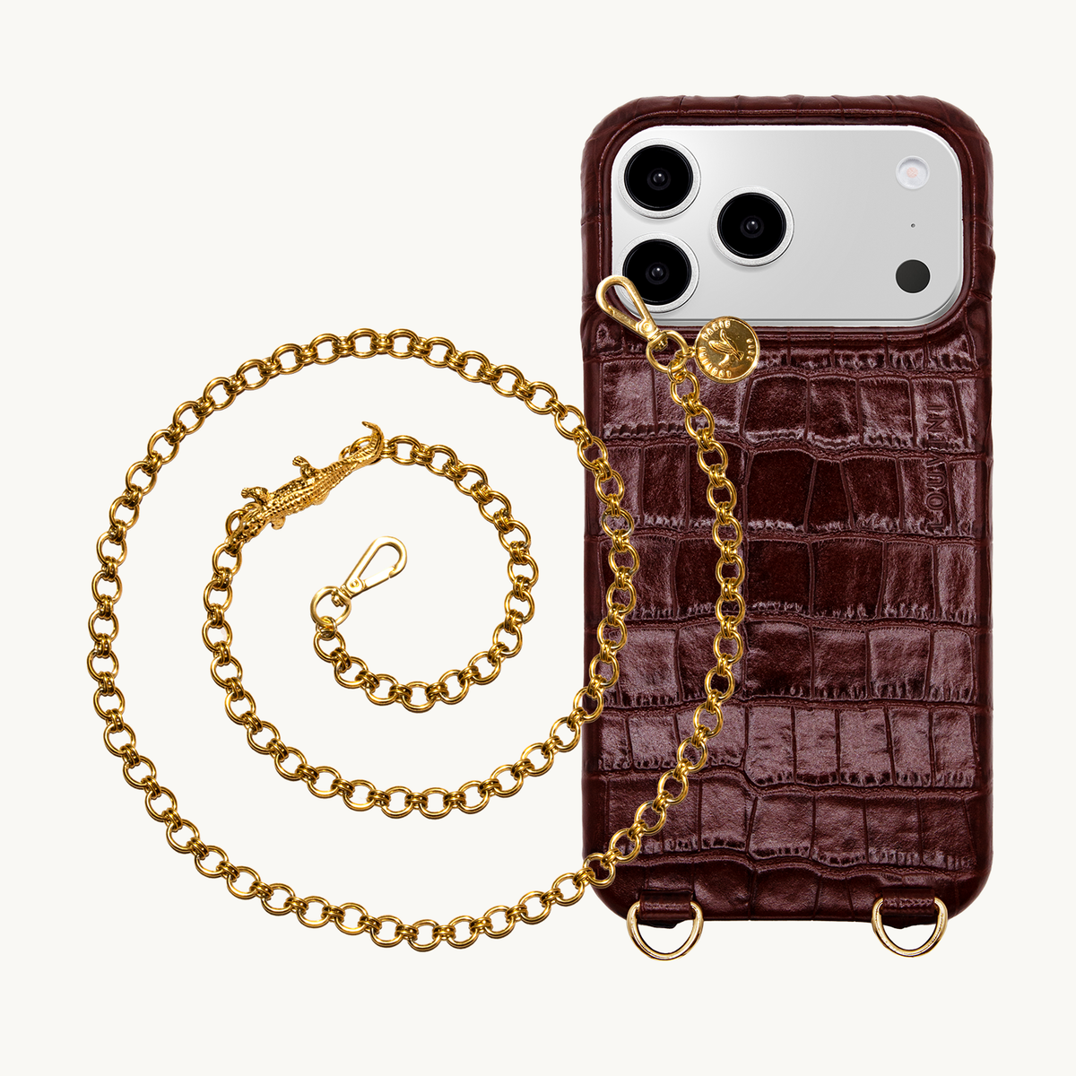 MAX Brown Crocodile MagSafe iPhone Case & Chain DALIA Crocodile