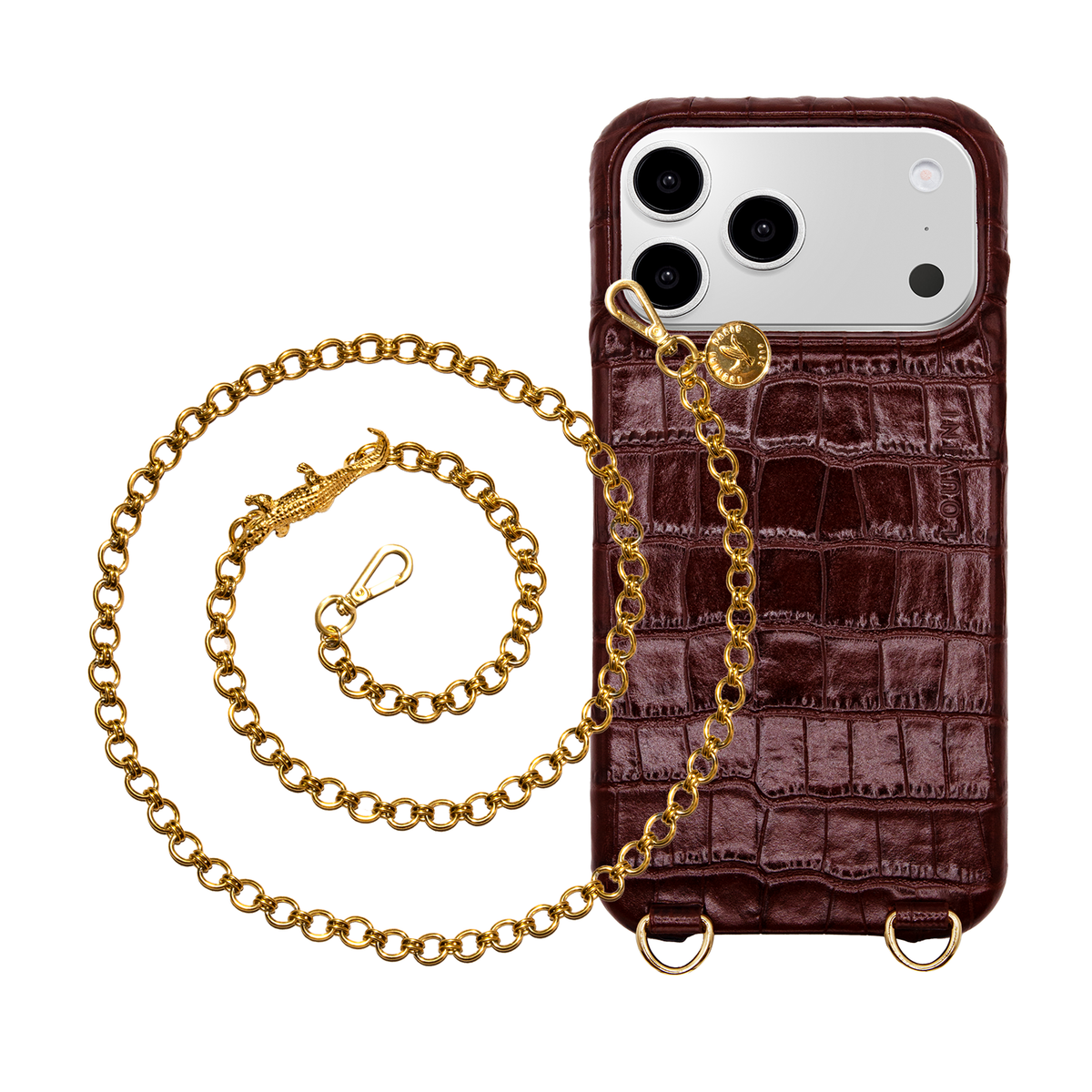 MAX Brown Crocodile MagSafe iPhone Case & Chain DALIA Crocodile