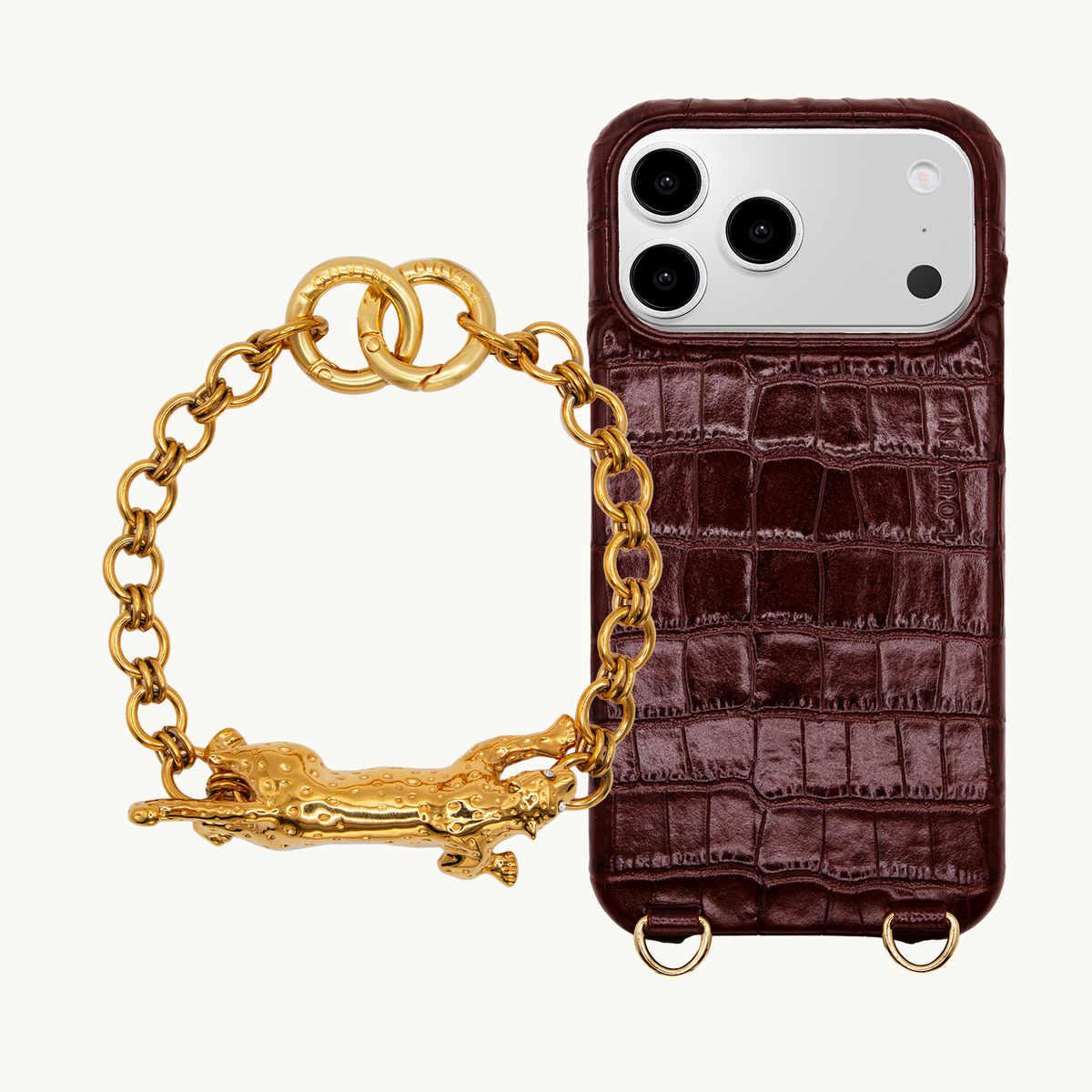 MAX Brown Crocodile MagSafe iPhone Case & Bracelet PETIT DALIA Gold Leopard