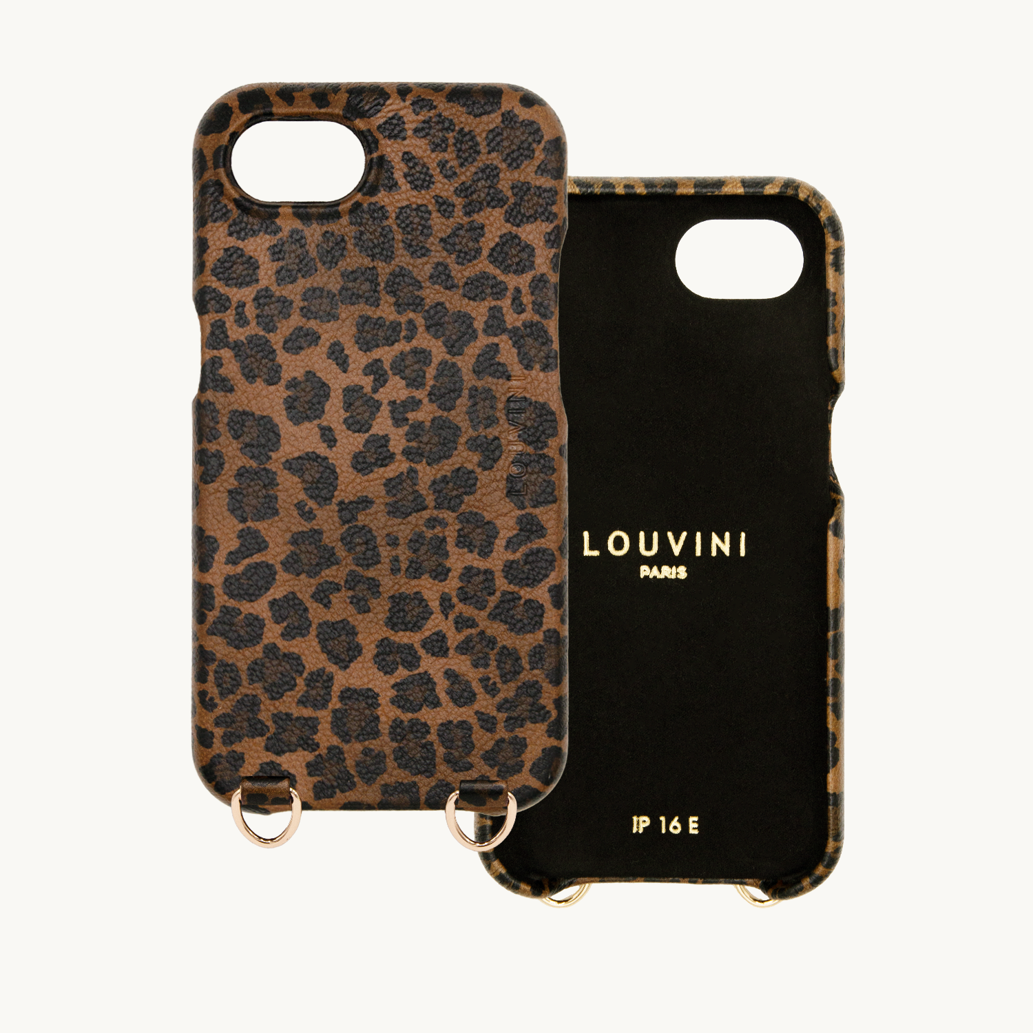 Leather iPhone case with loops and Magsafe MAX - LEOPARD