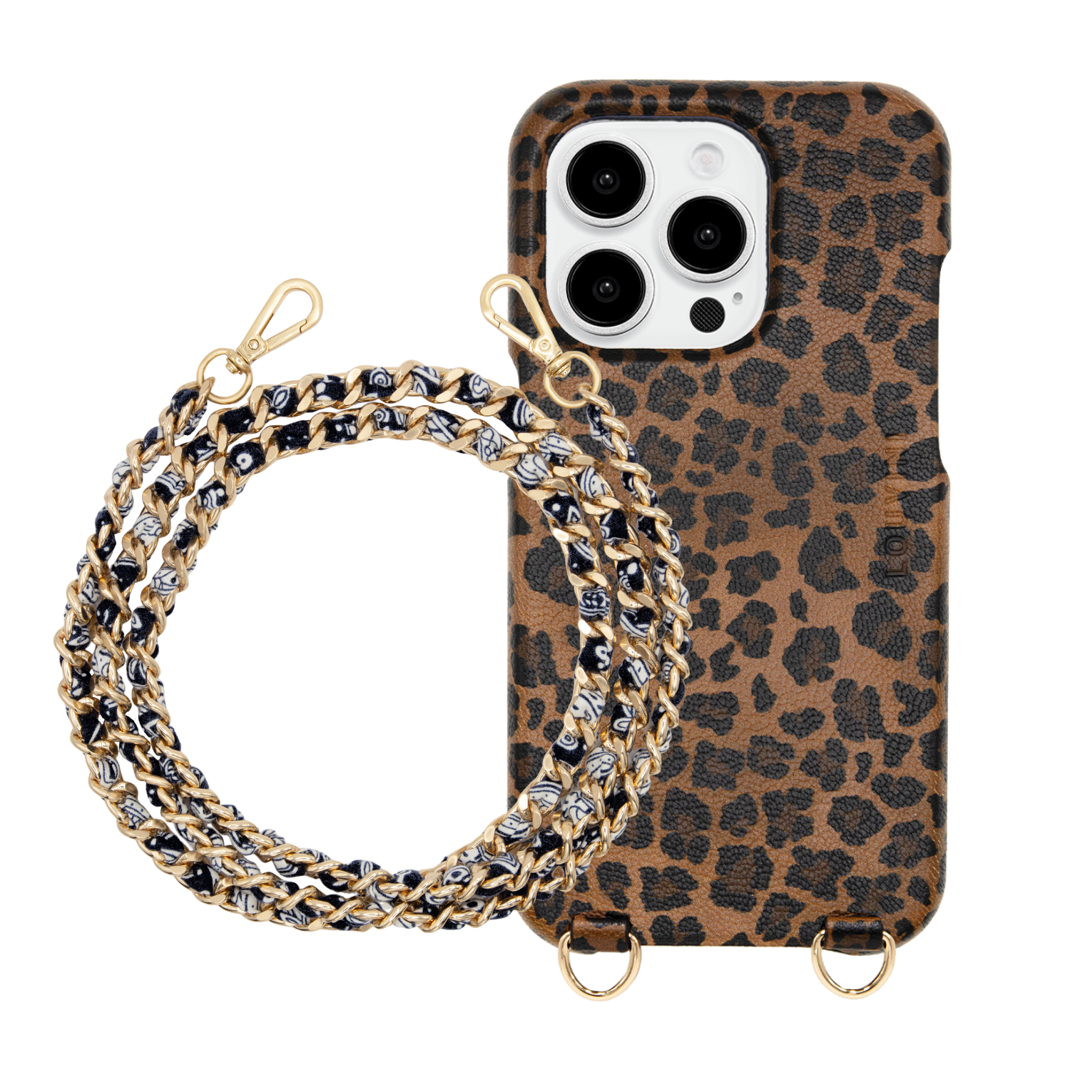 ensemble coque pour téléphone léopard avec bandoulière bandana noire
