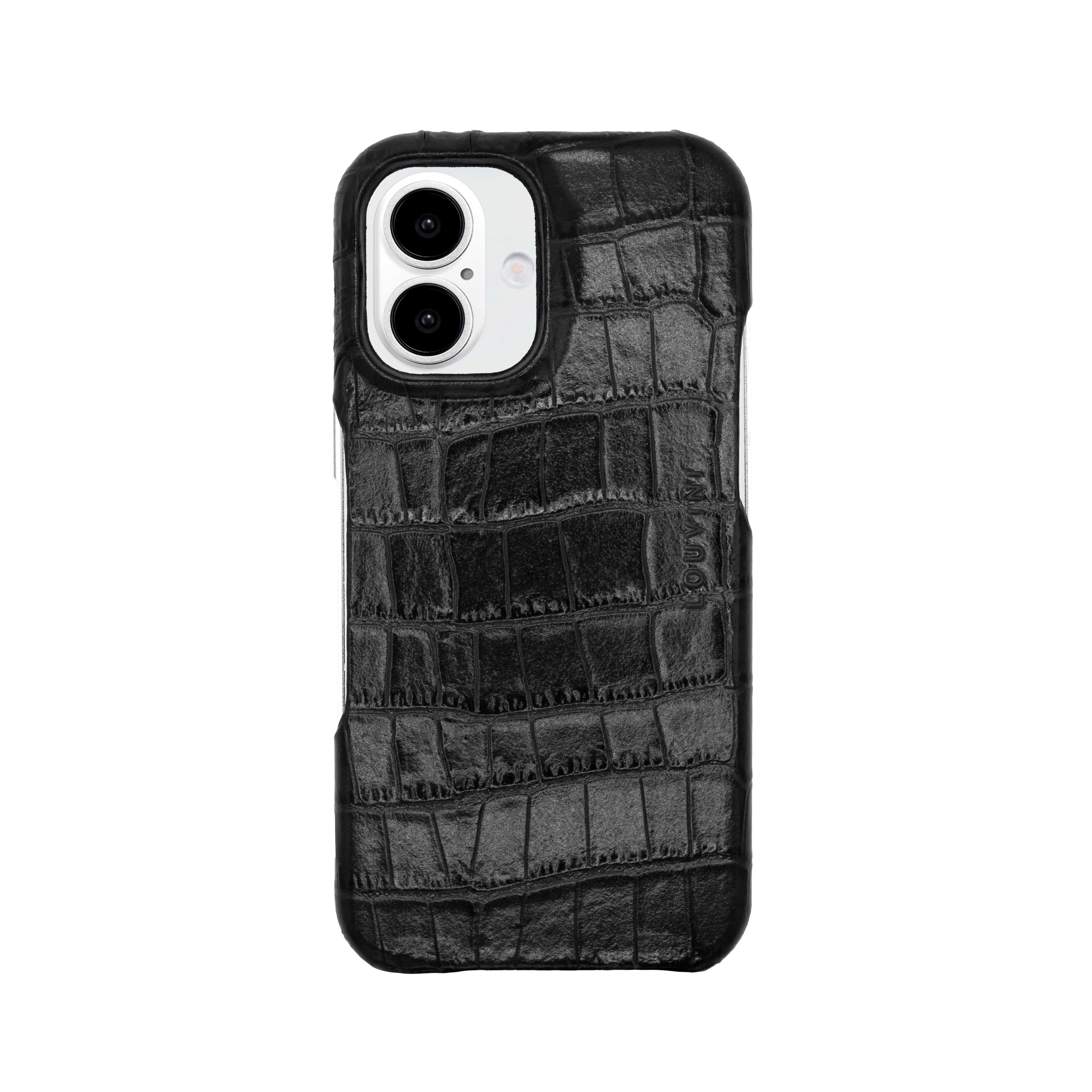Leather iPhone Case without Loops and MagSafe MAX - Black Crocodile