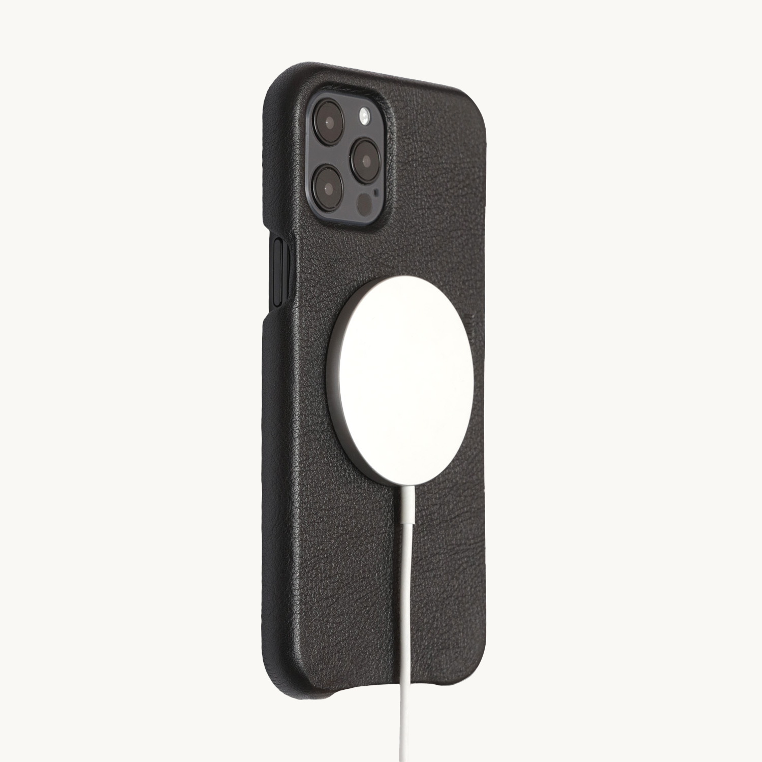 coque de téléphone avec MagSafe en cuir Noir