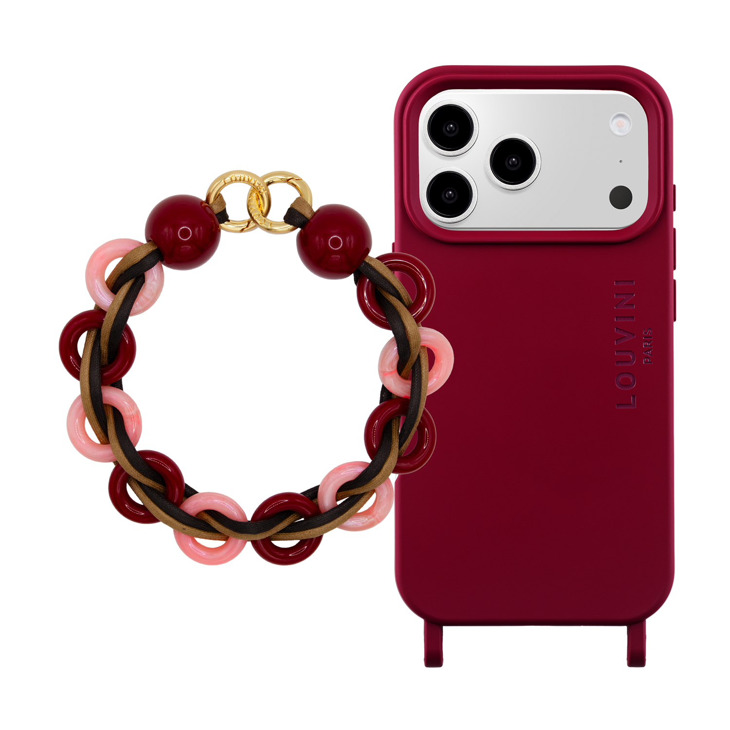 MILO MagSafe Burgundy Iphone Case & DOLLY bracelet Cherry Blossom