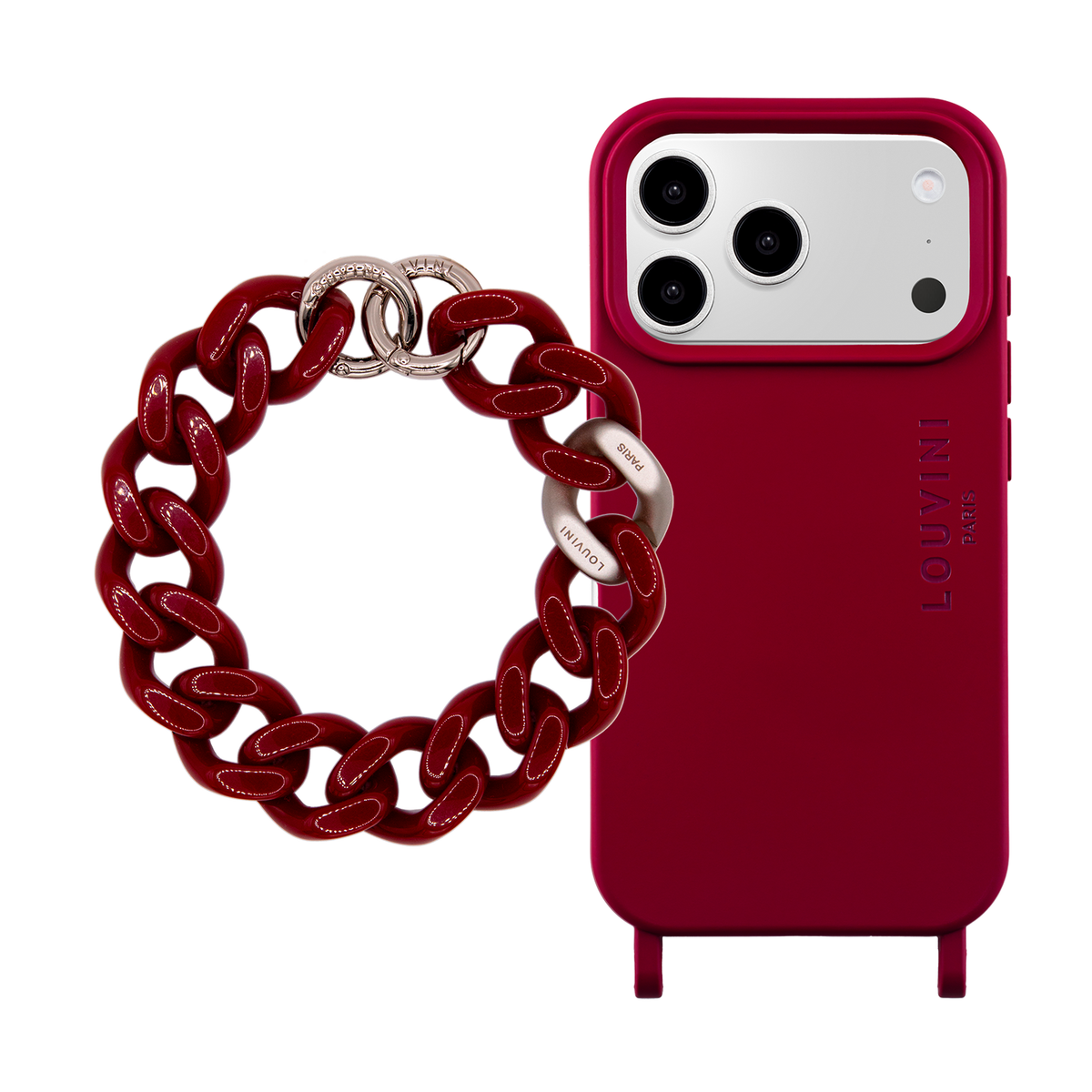 MILO MagSafe iPhone Case Burgundy & Bracelet PETIT ZOE Silver Burgundy