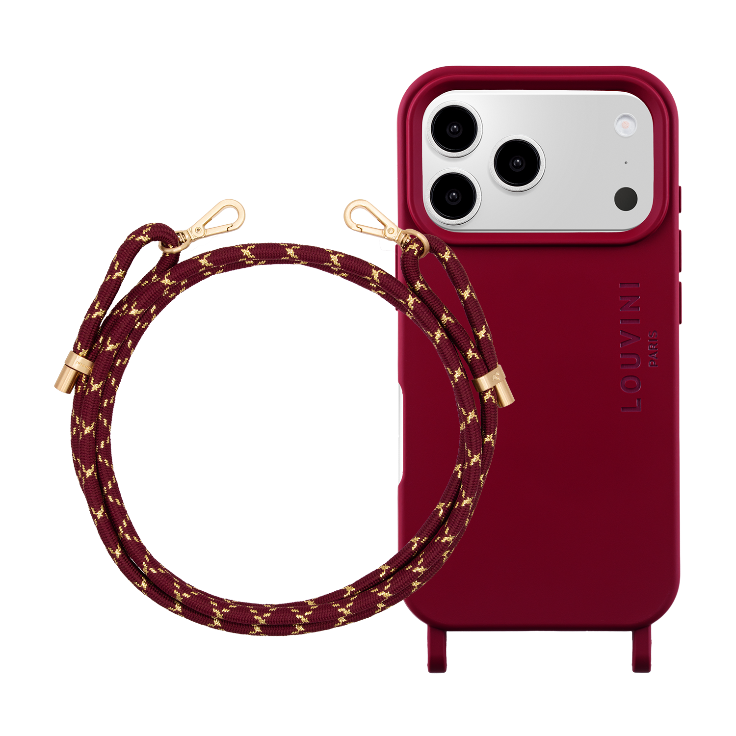 Burgundy MILO Phone Case & Burgundy Gold TESSA Cord