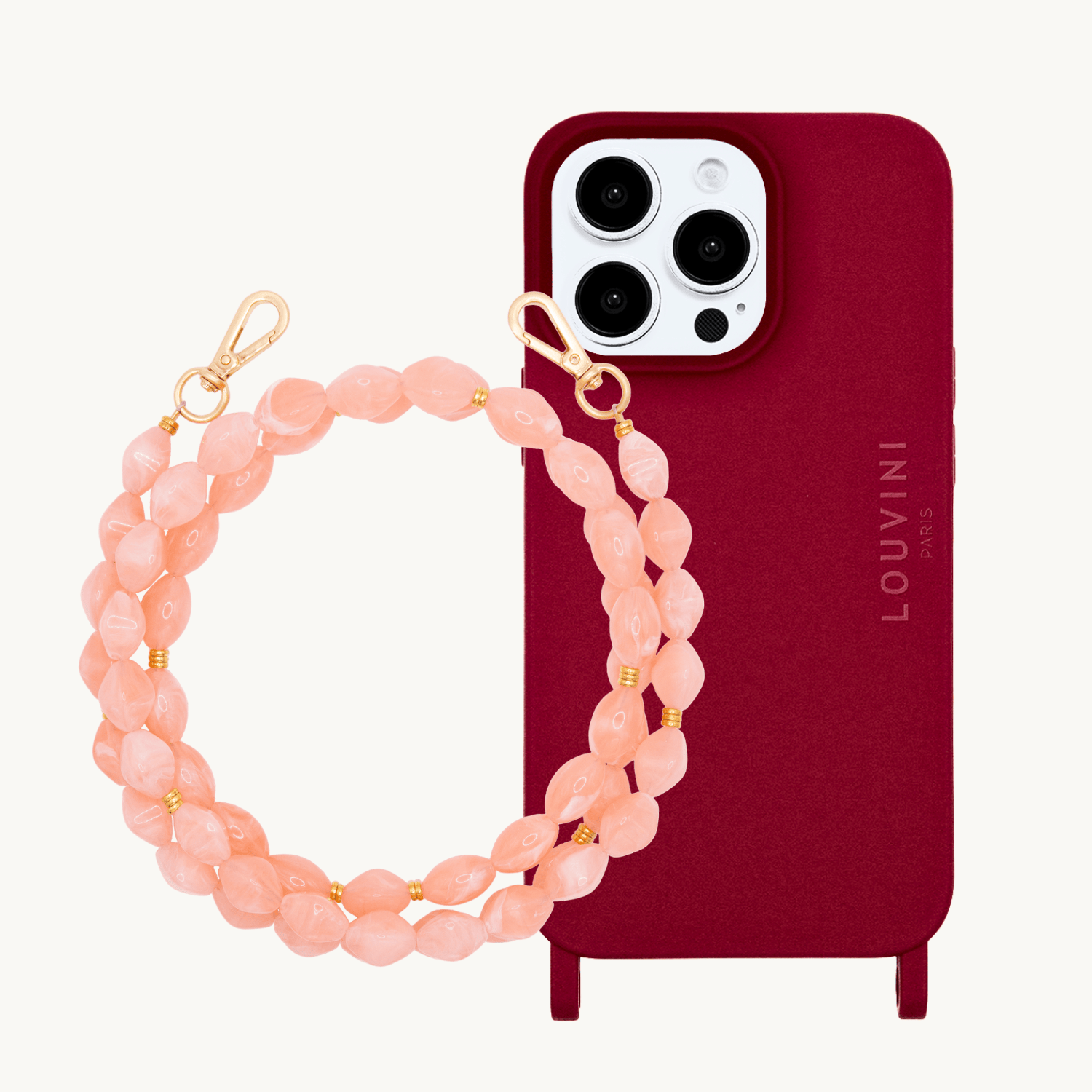 iPhone Case MILO MagSafe Burgundy & RITA Coral Chain
