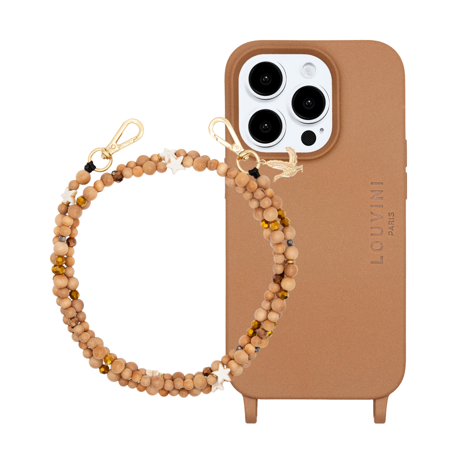 ensemble coque de téléphone en TPU avec bandoulière en perle