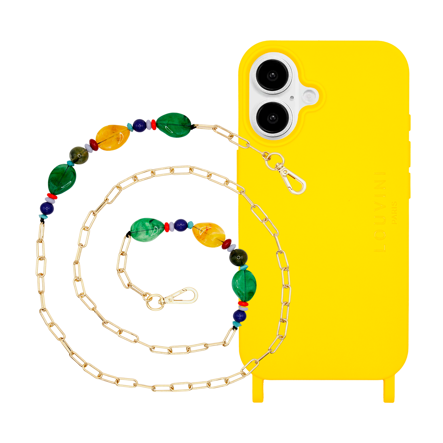 MILO MagSafe iPhone case in yellow & BELLA chain