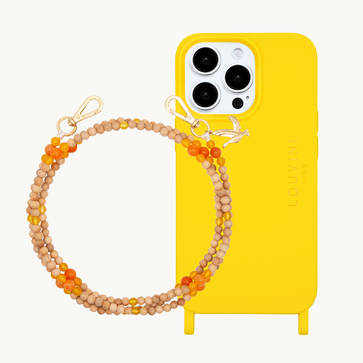 ensemble coque de téléphone en TPU avec bandoulière en perle