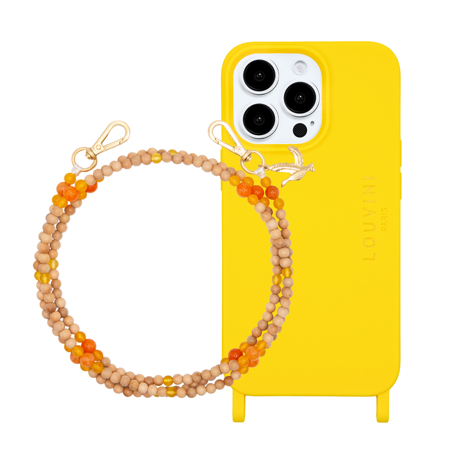 ensemble coque de téléphone en TPU avec bandoulière en perle