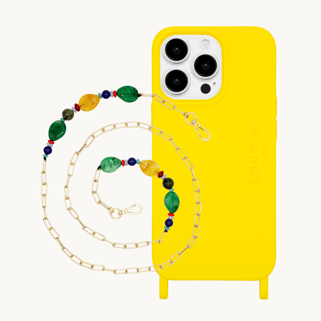 MILO MagSafe iPhone case in yellow & BELLA chain