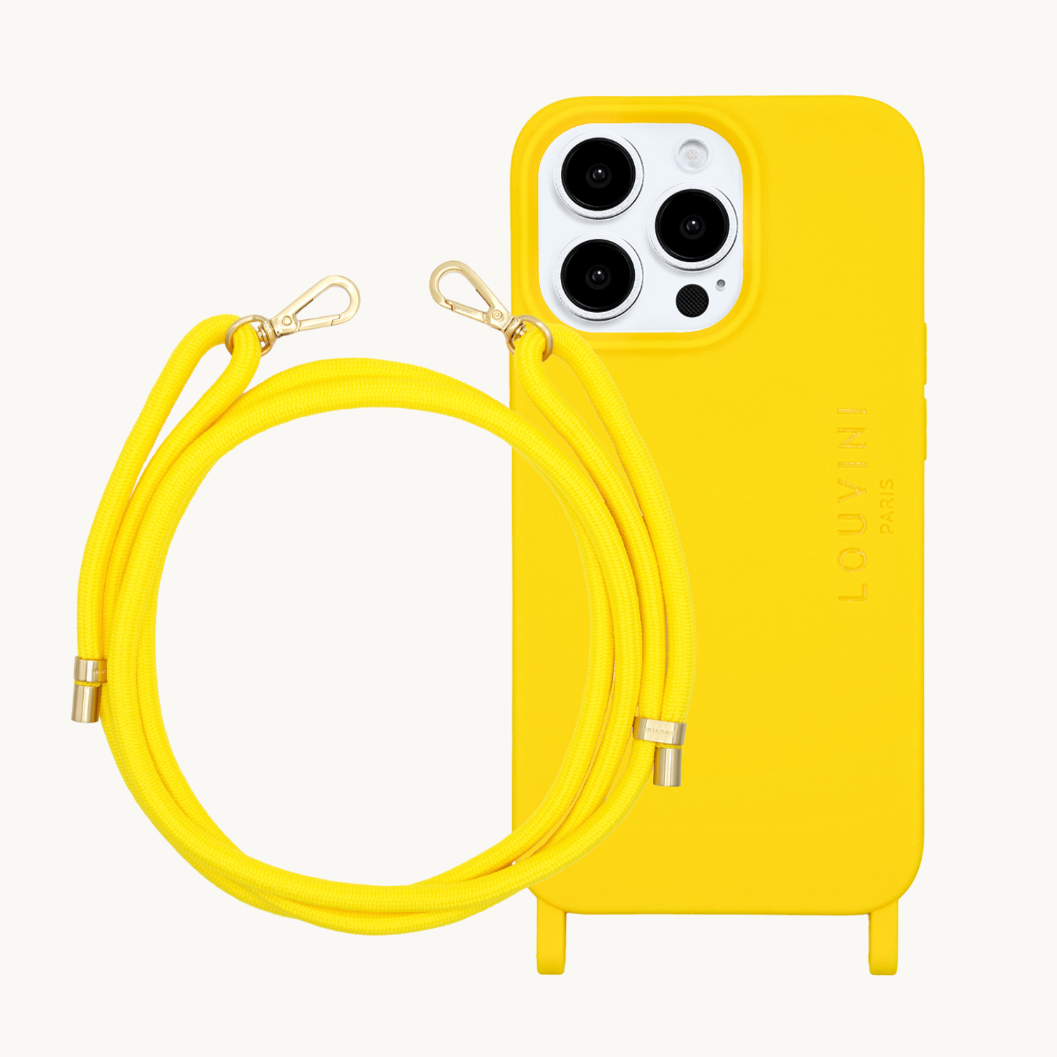 ensemble coque pour téléphone jaune avec cordon jaune soleil
