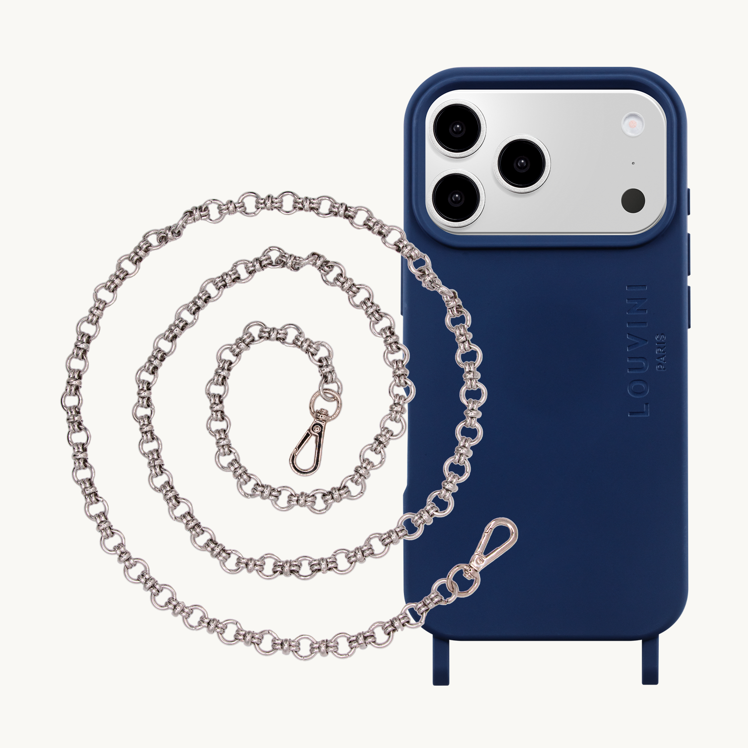 MILO MagSafe Navy iPhone Case & BECKY CHAIN Silve
