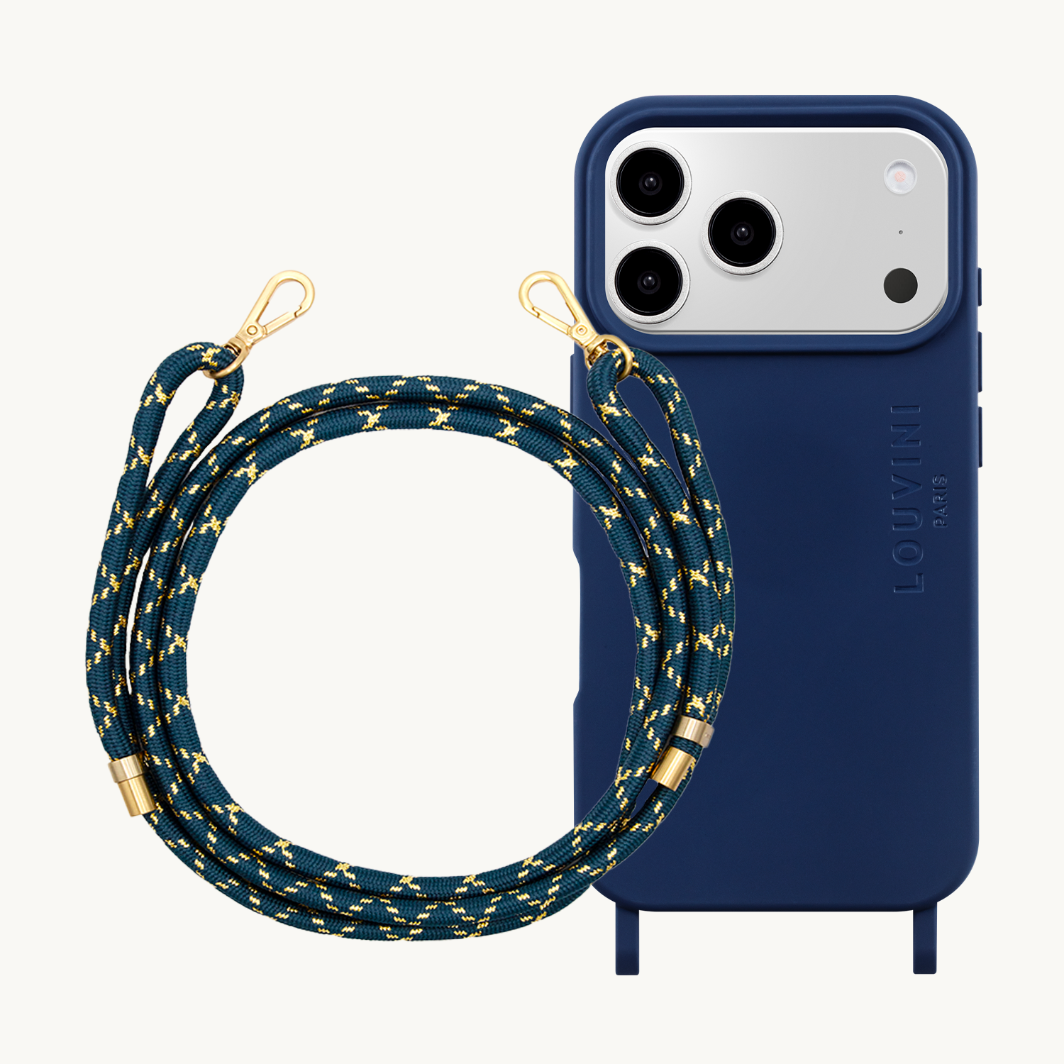 MILO MagSafe Navy iPhone Case & TESSA Navy-Gold Cord