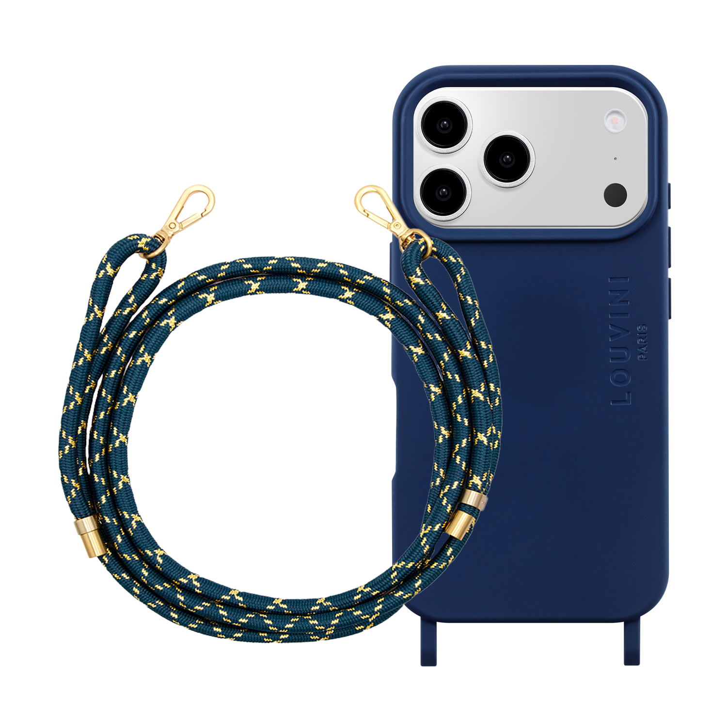 MILO MagSafe Navy iPhone Case & TESSA Navy-Gold Cord