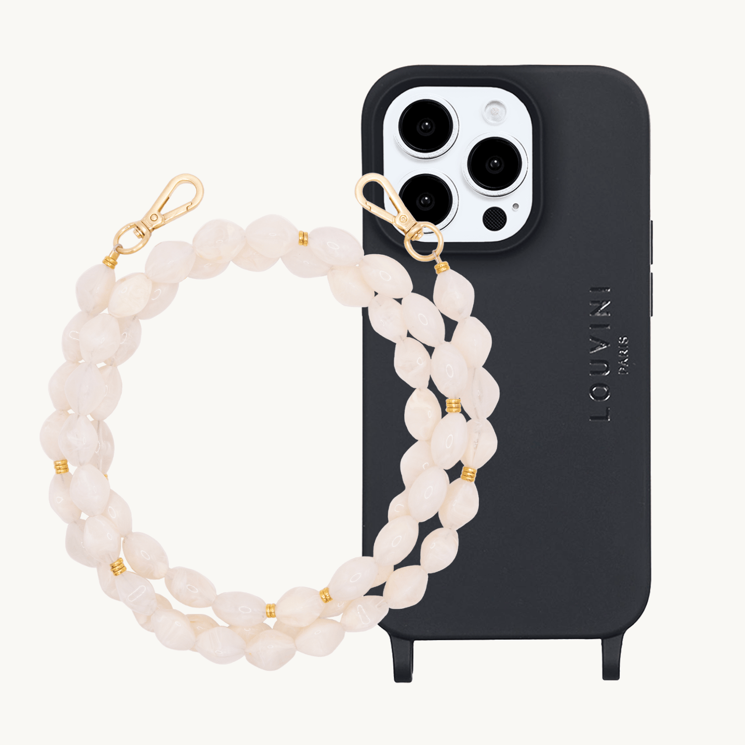 iPhone Case MILO MagSafe Black & RITA Beige Chain