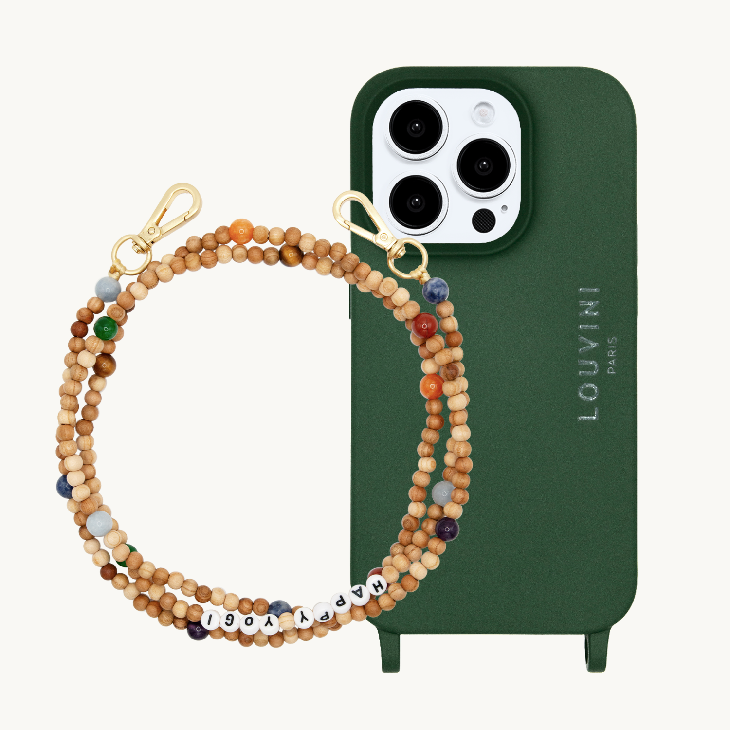MILO iPhone Case Olive & ARIELLE Strap Happy Yogi
