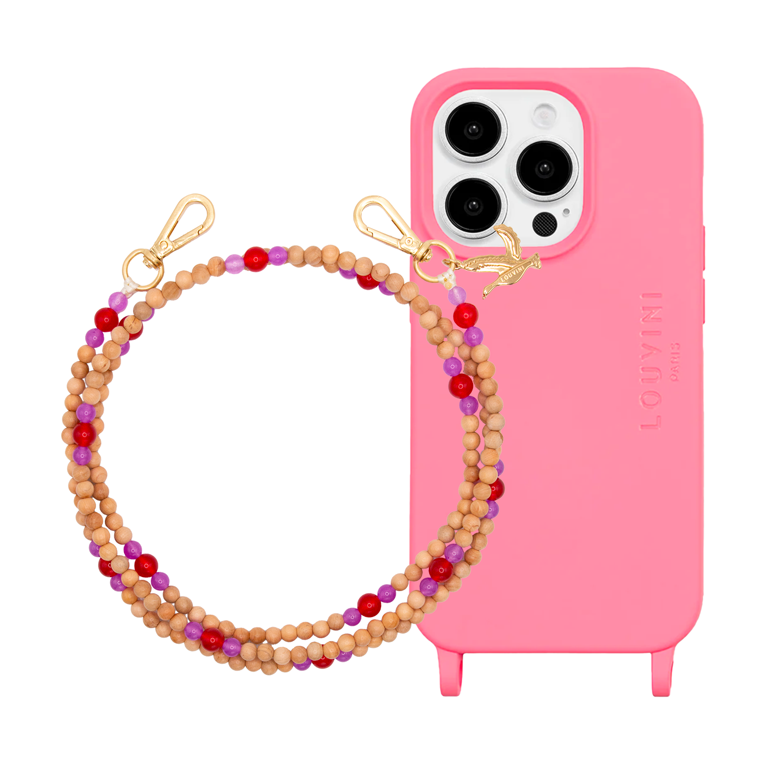 MILO Pink iPhone Case & ARIELLE Pink-Red Strap