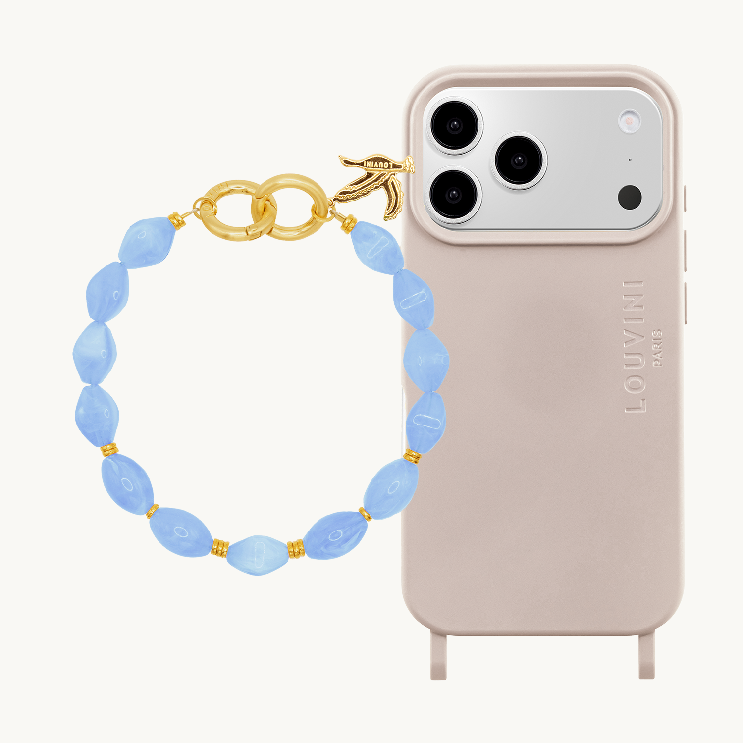 MILO Phone Case Taupe & PETIT RITA Bracelet Sky Blue