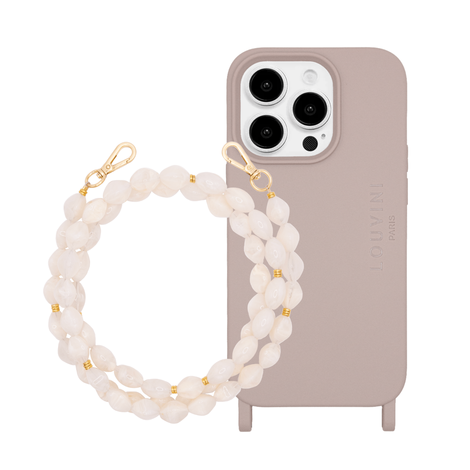 iPhone case MILO MagSafe Taupe & RITA chain Beige