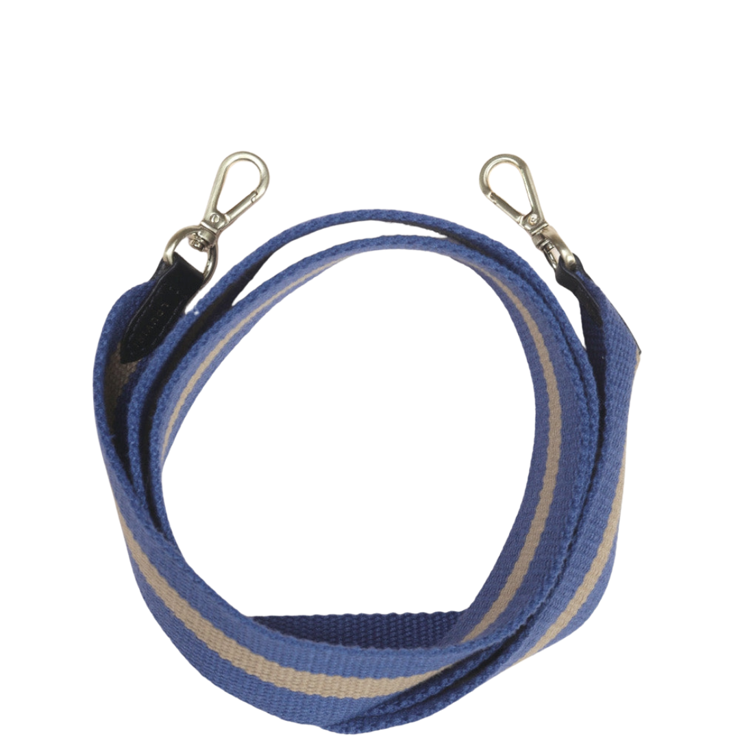 Sangle de telephone bleu et camel