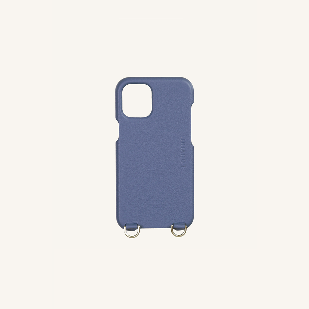 Coque pour iphone en cuir bleu avec anneaux
