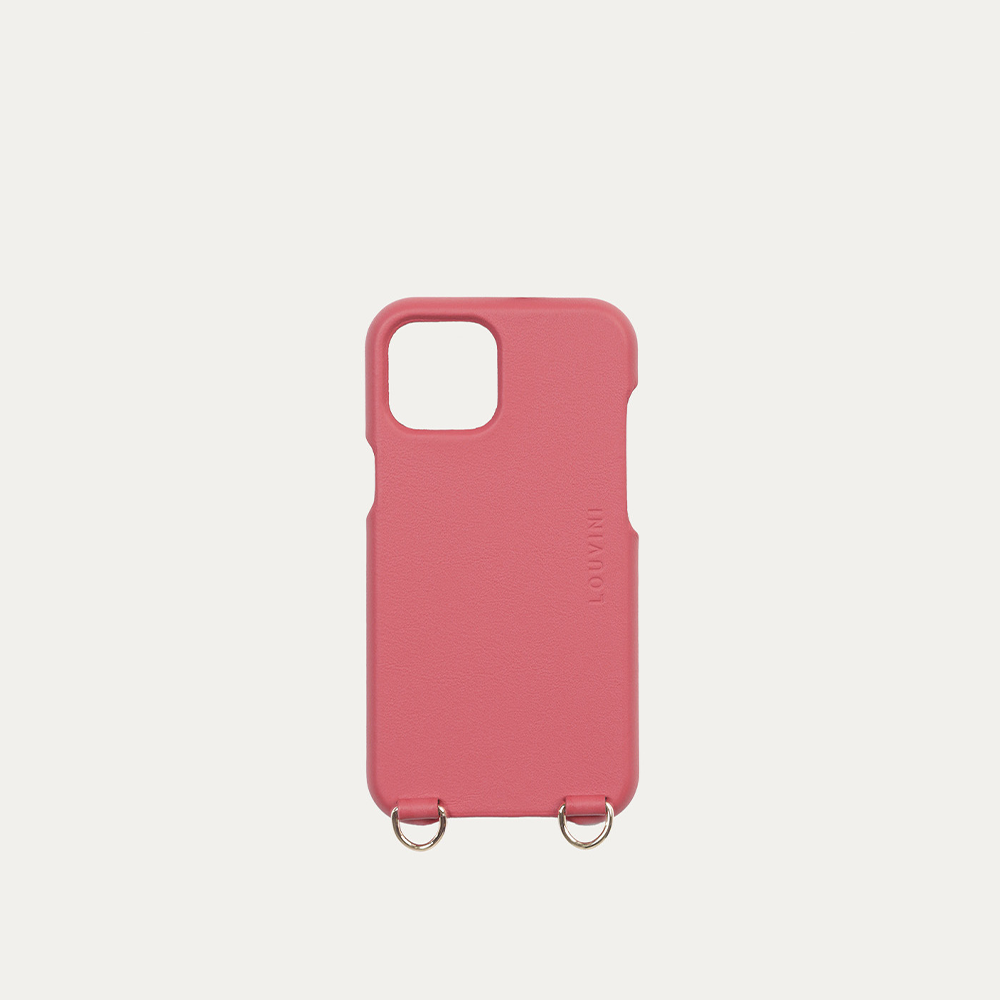 Coque pour iphone en cuir rose blush avec anneaux