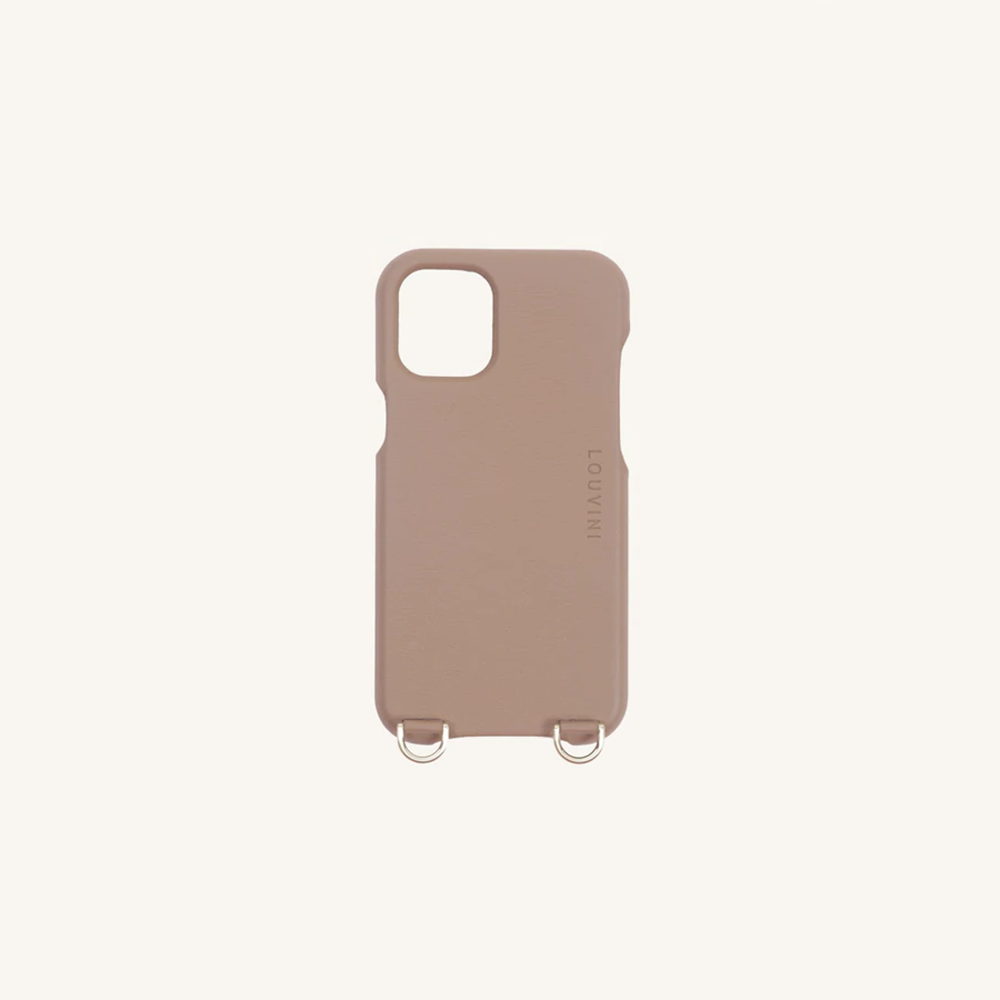 Coque pour iphone 12 mini en cuir camel avec anneaux
