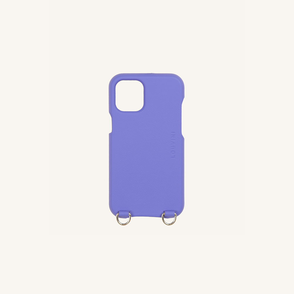 Coque pour iphone en cuir violet avec anneaux