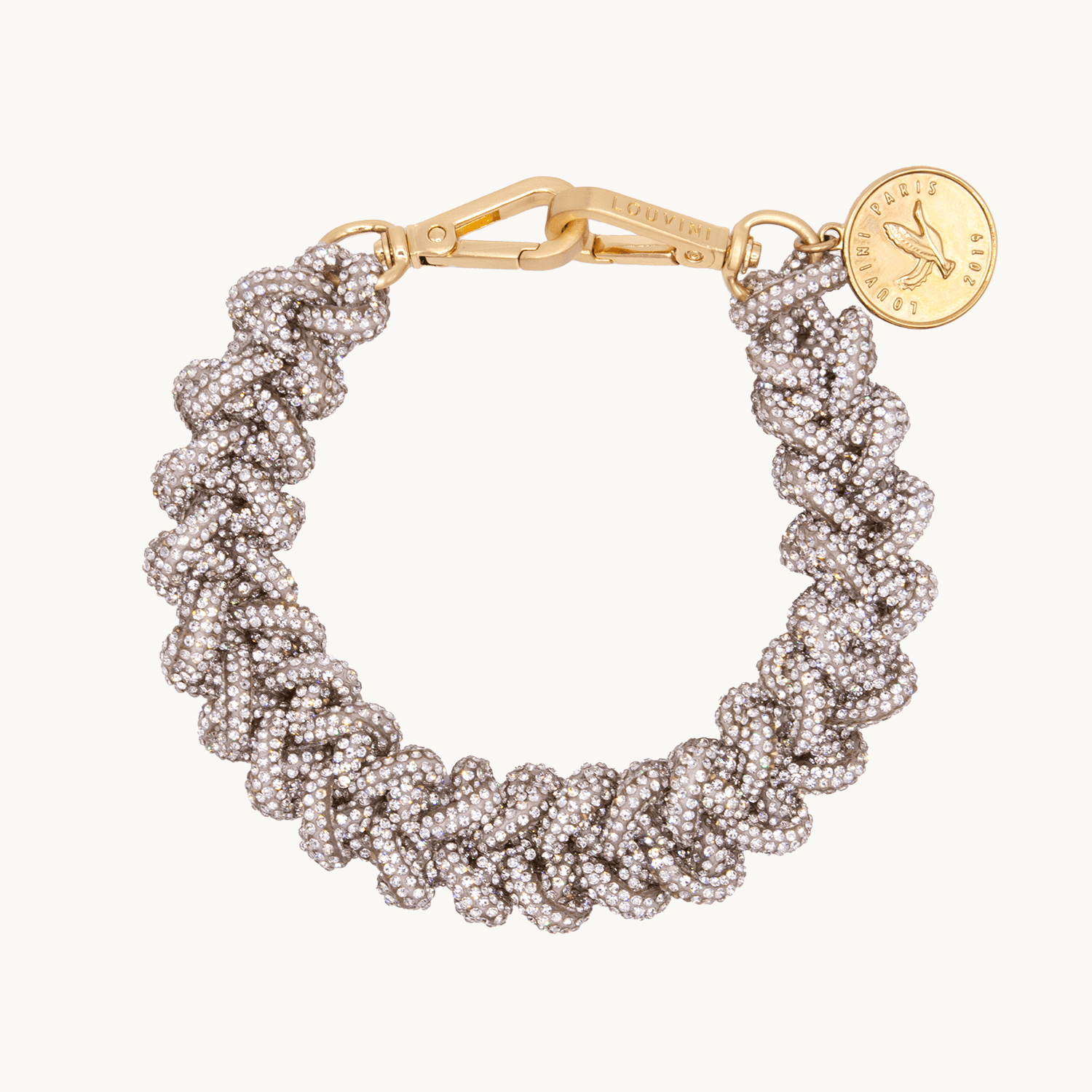 Bracelet tressé à strass argenté