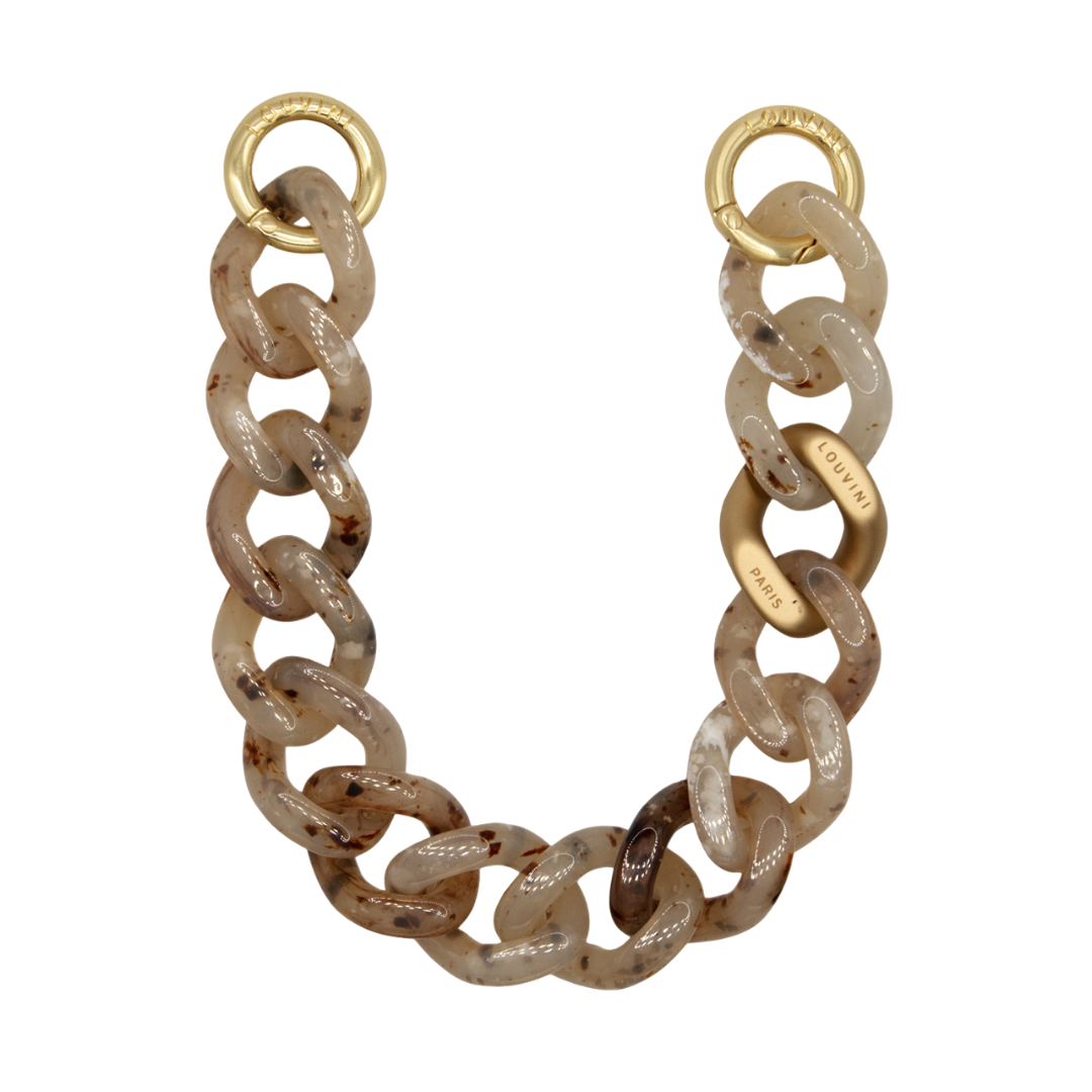 Bracelet de téléphone en résine beige écaille