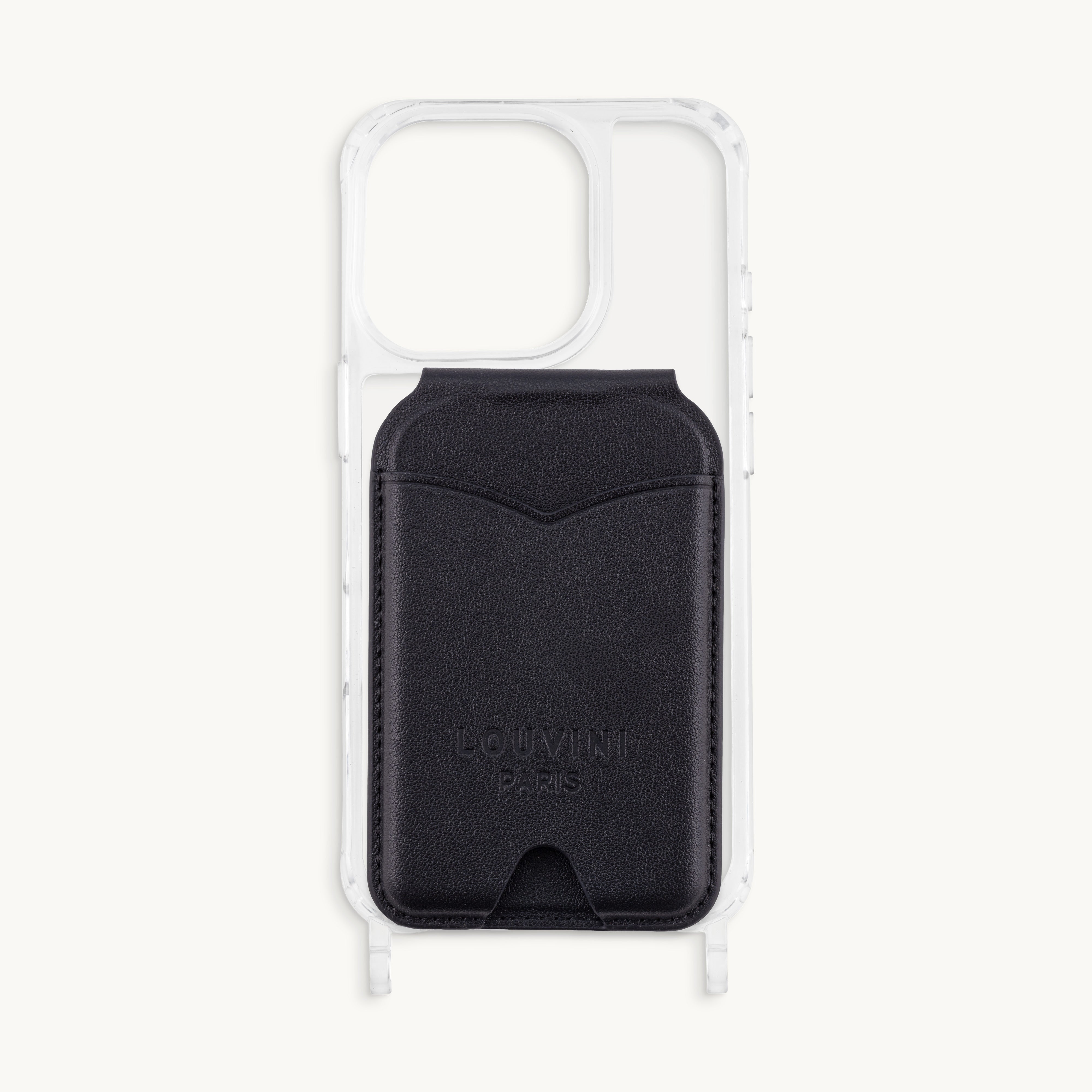 Porte-cartes MagSafe noir pour coque de téléphone, accessoire pratique et tendance