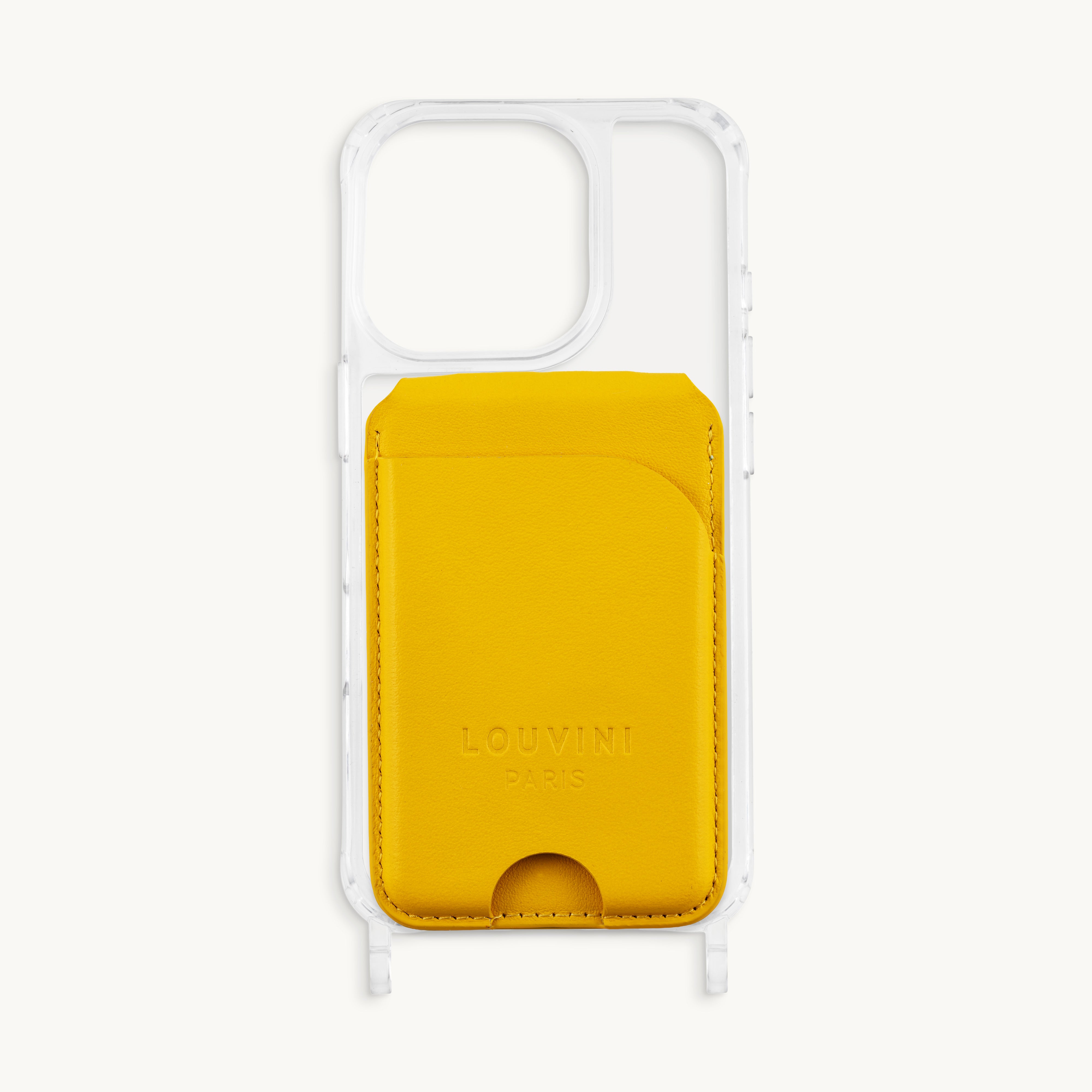 Porte-cartes MagSafe jaune pour coque de téléphone, accessoire pratique et tendance