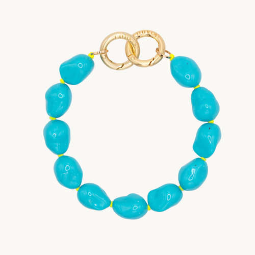 Petite chaîne pour téléphone avec pierres en résine et anneaux dorés