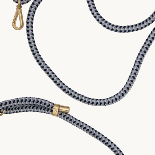 Cordon de telephone ajustable multicolore gris bleu