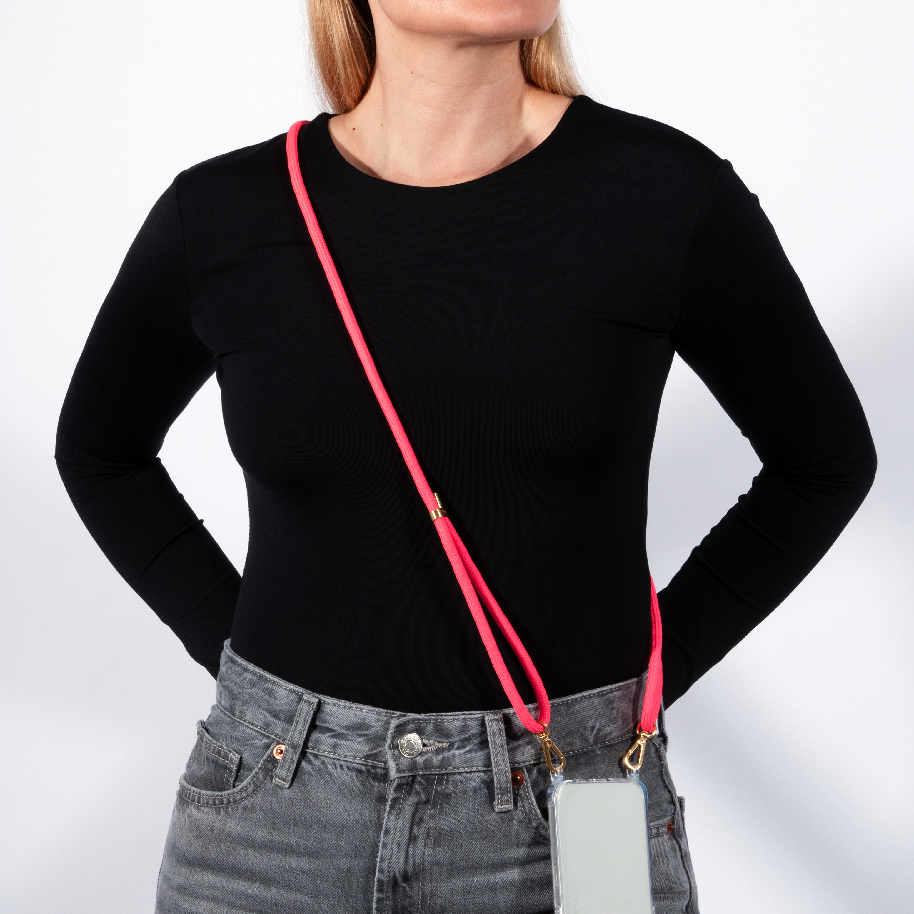 Cordon pour téléphone rose