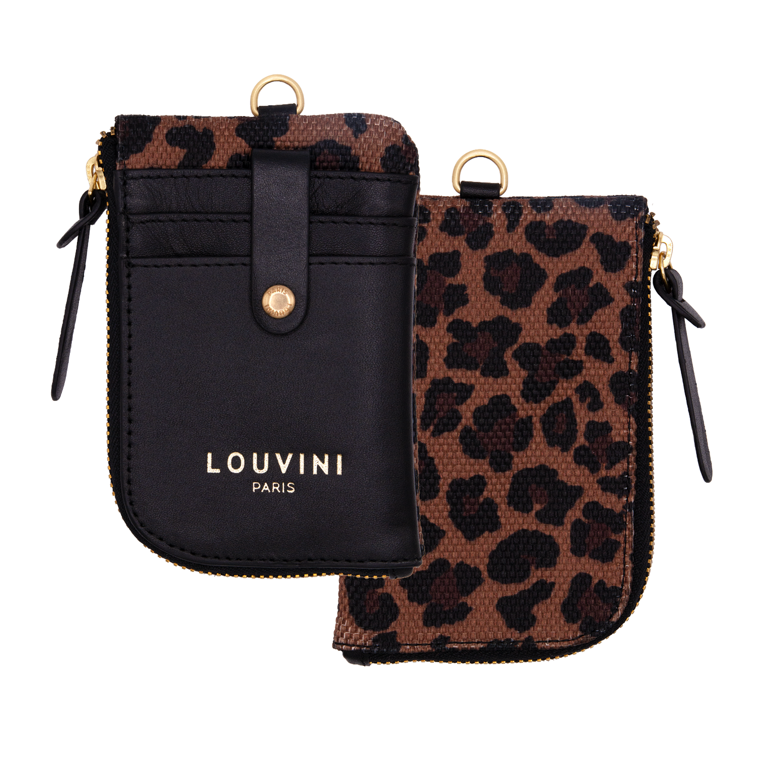 porte-carte Wally leopard double fond blanc
