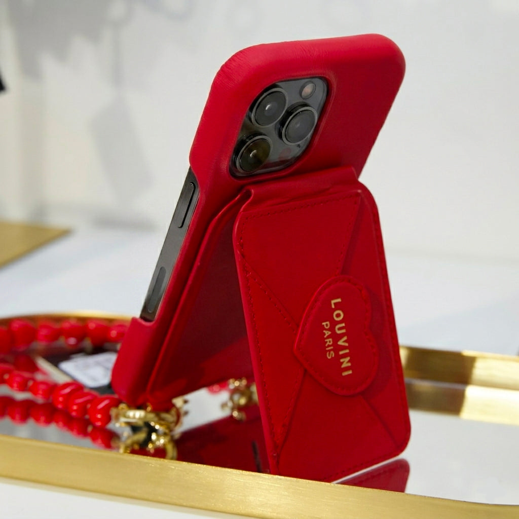 CHERIE mirror MagSafe iPhone card holder - Red