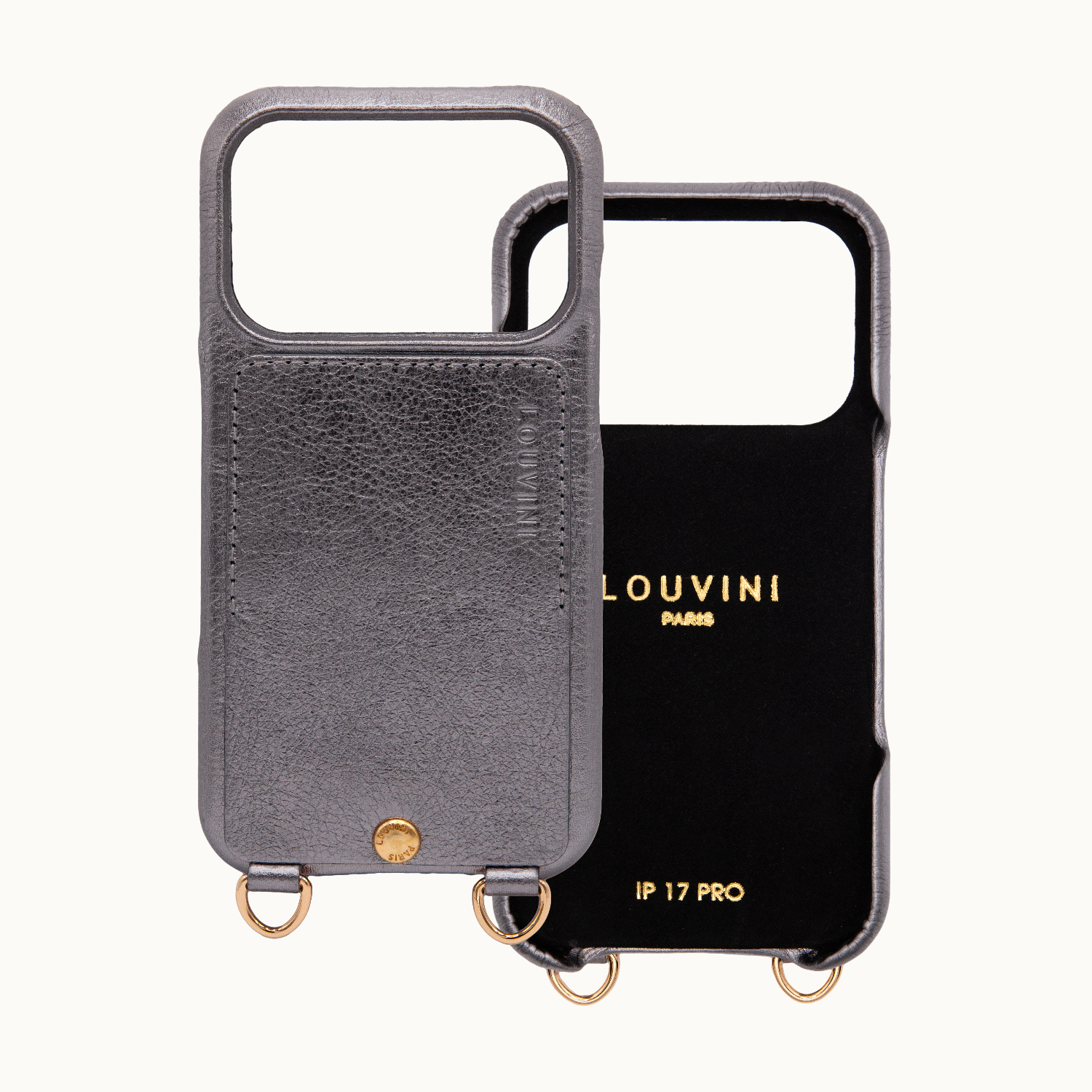 iPhone Leather Case with LOU - METALLIC ANTHRACITE