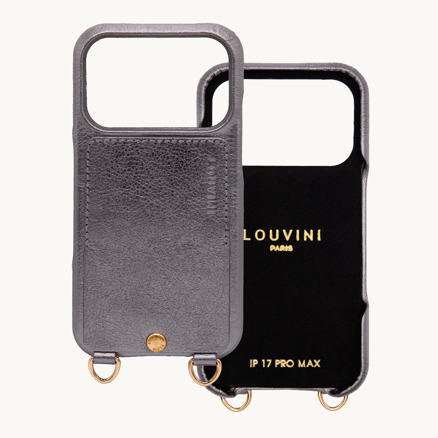 iPhone Leather Case with LOU - METALLIC ANTHRACITE