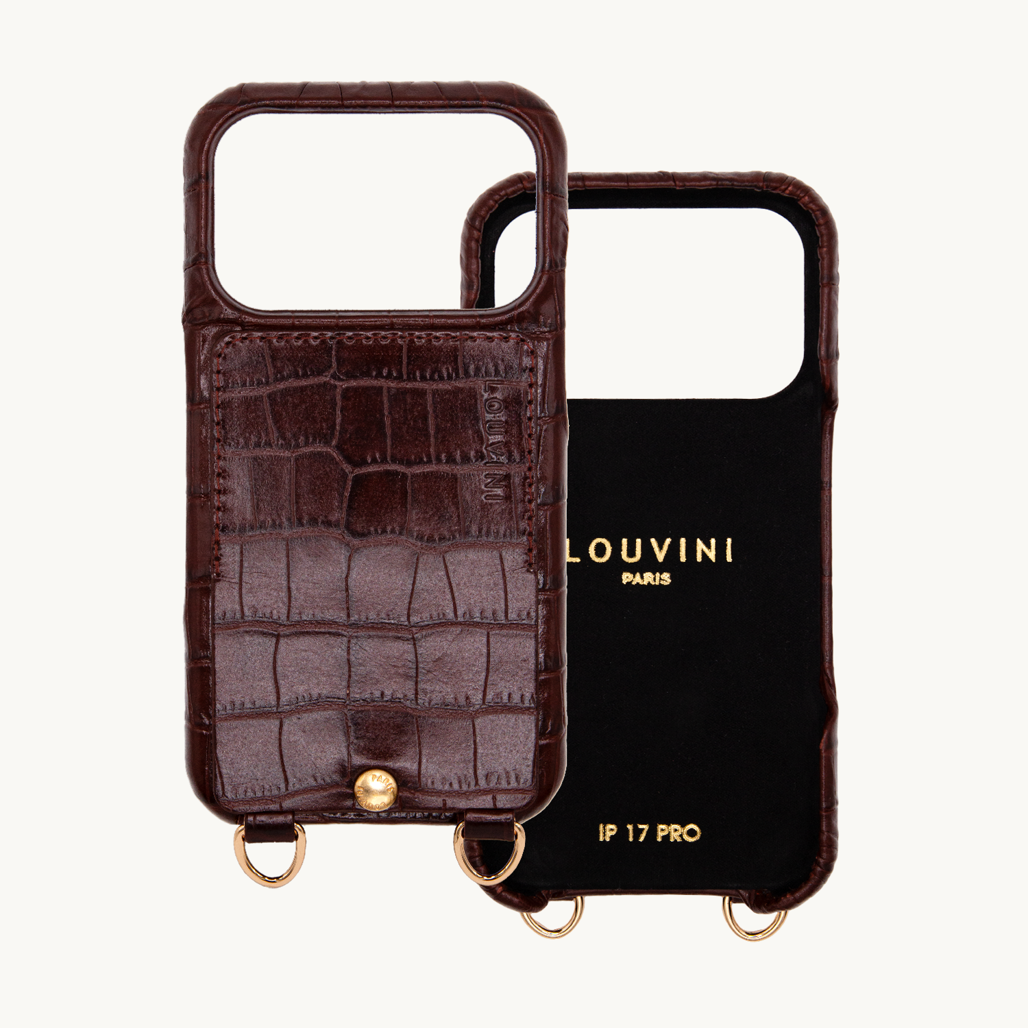 iPhone Leather Case with wallet and loops LOU - Crocodile Brown