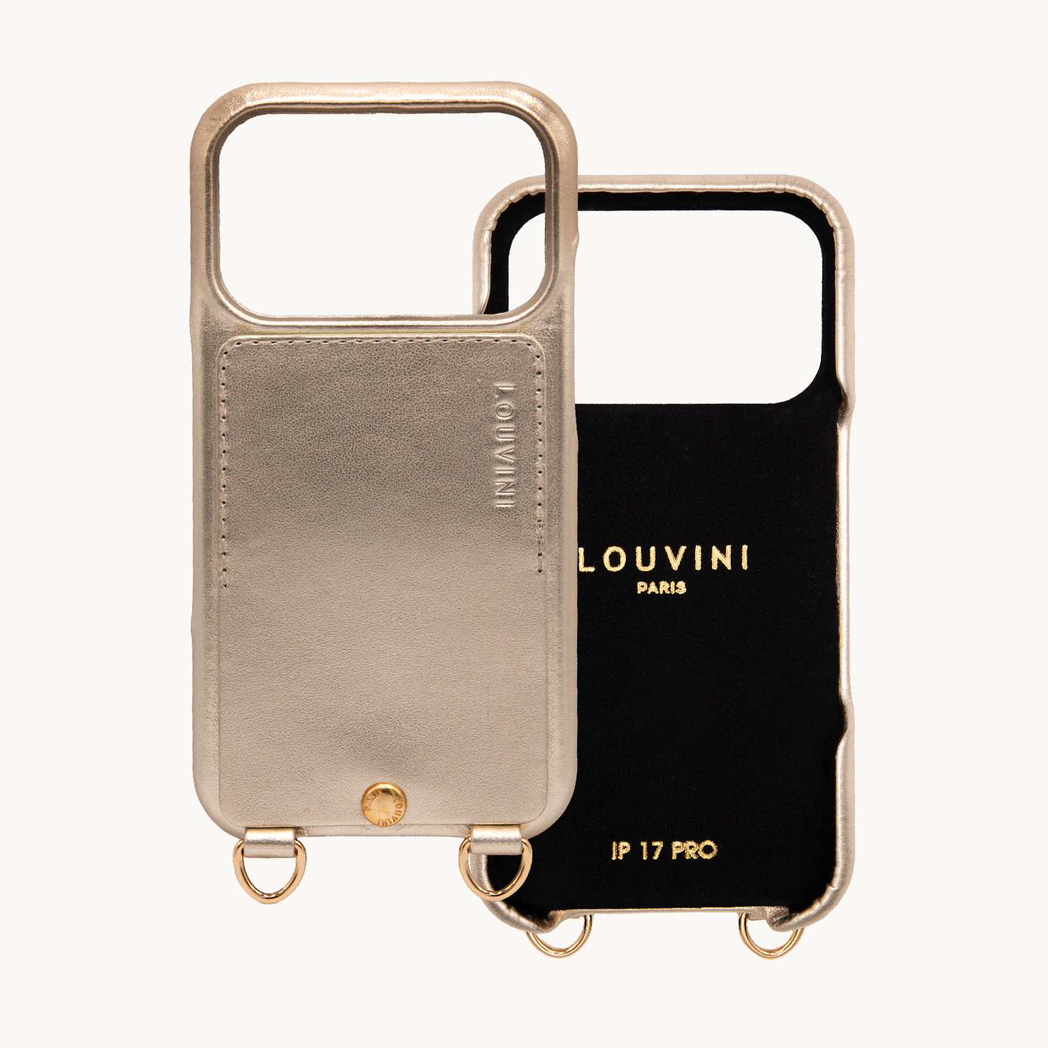 iPhone Leather Case with wallet and loops LOU - METALLIC GOLD-SILVER