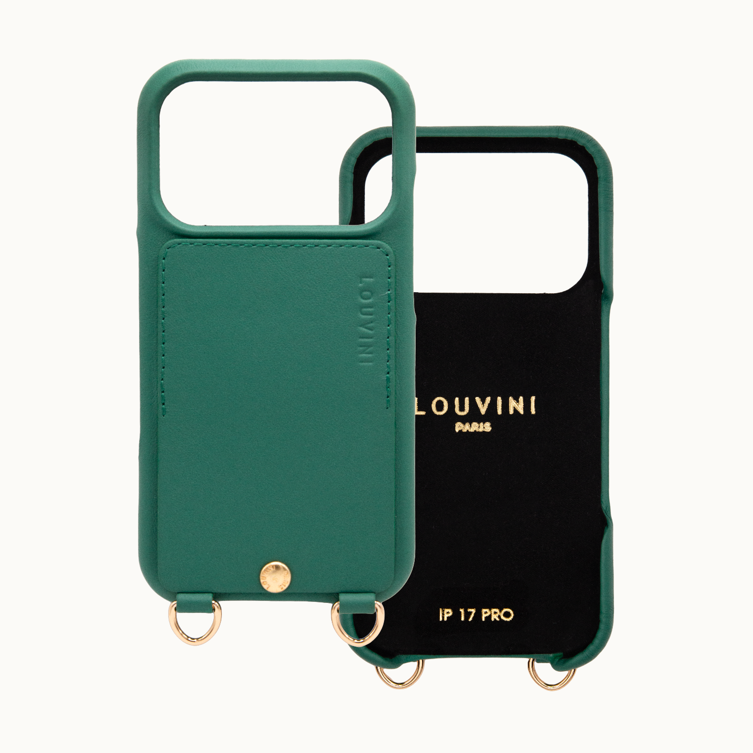 iPhone Leather Case with wallet and loops LOU - Emerald