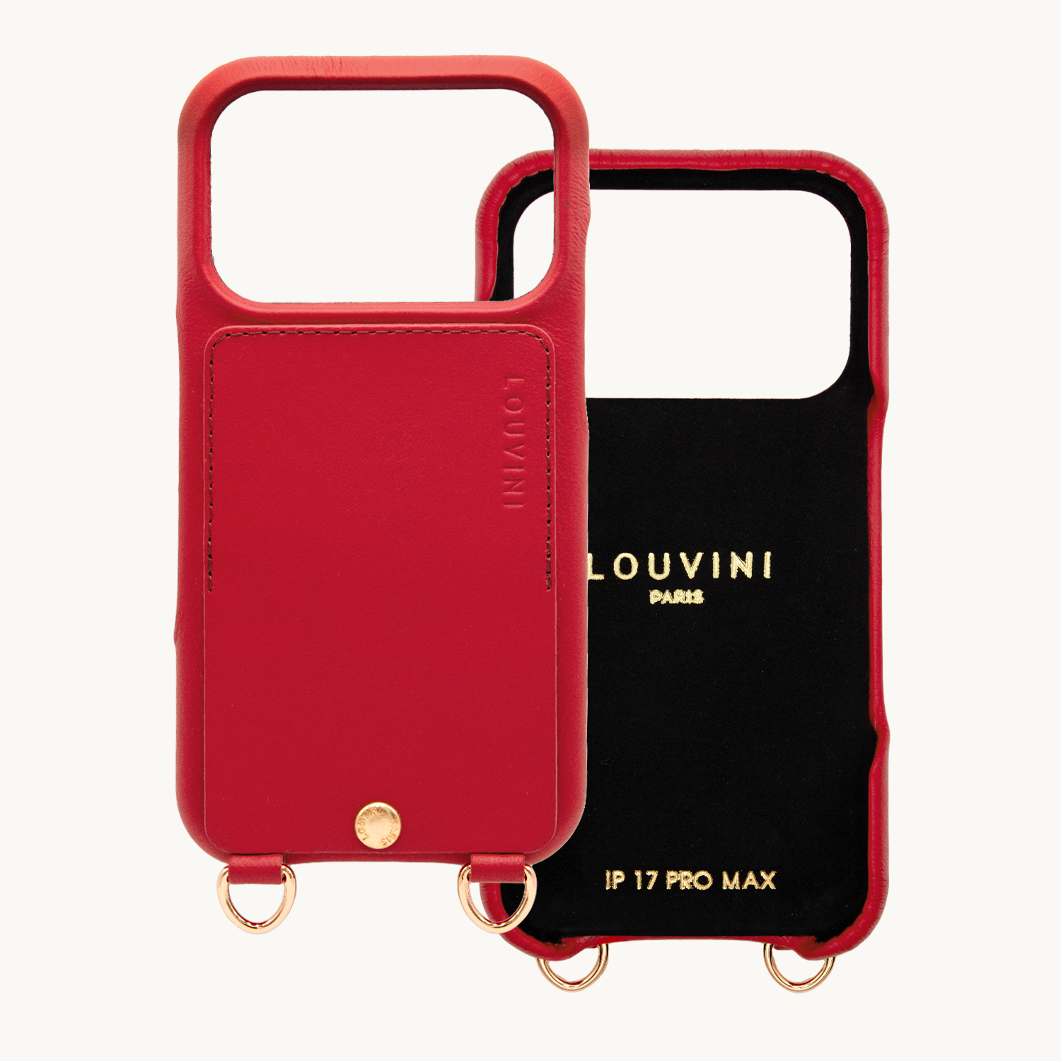 iPhone Leather Case with wallet and loops LOU - Red